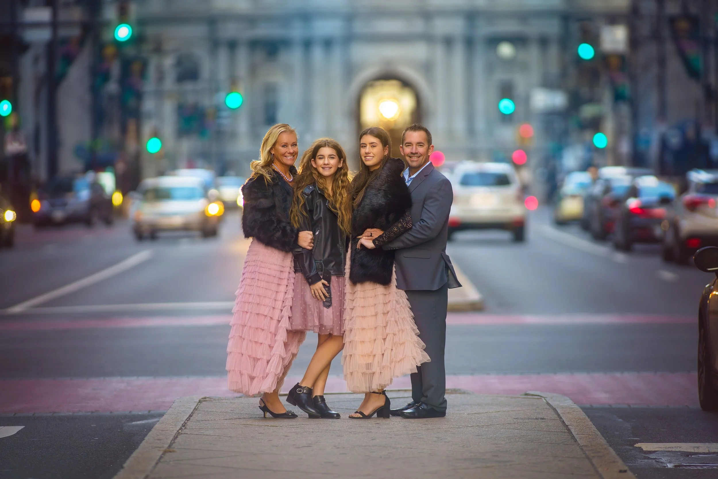 Coordinated family outfits neutral tones Philadelphia family photo session children
