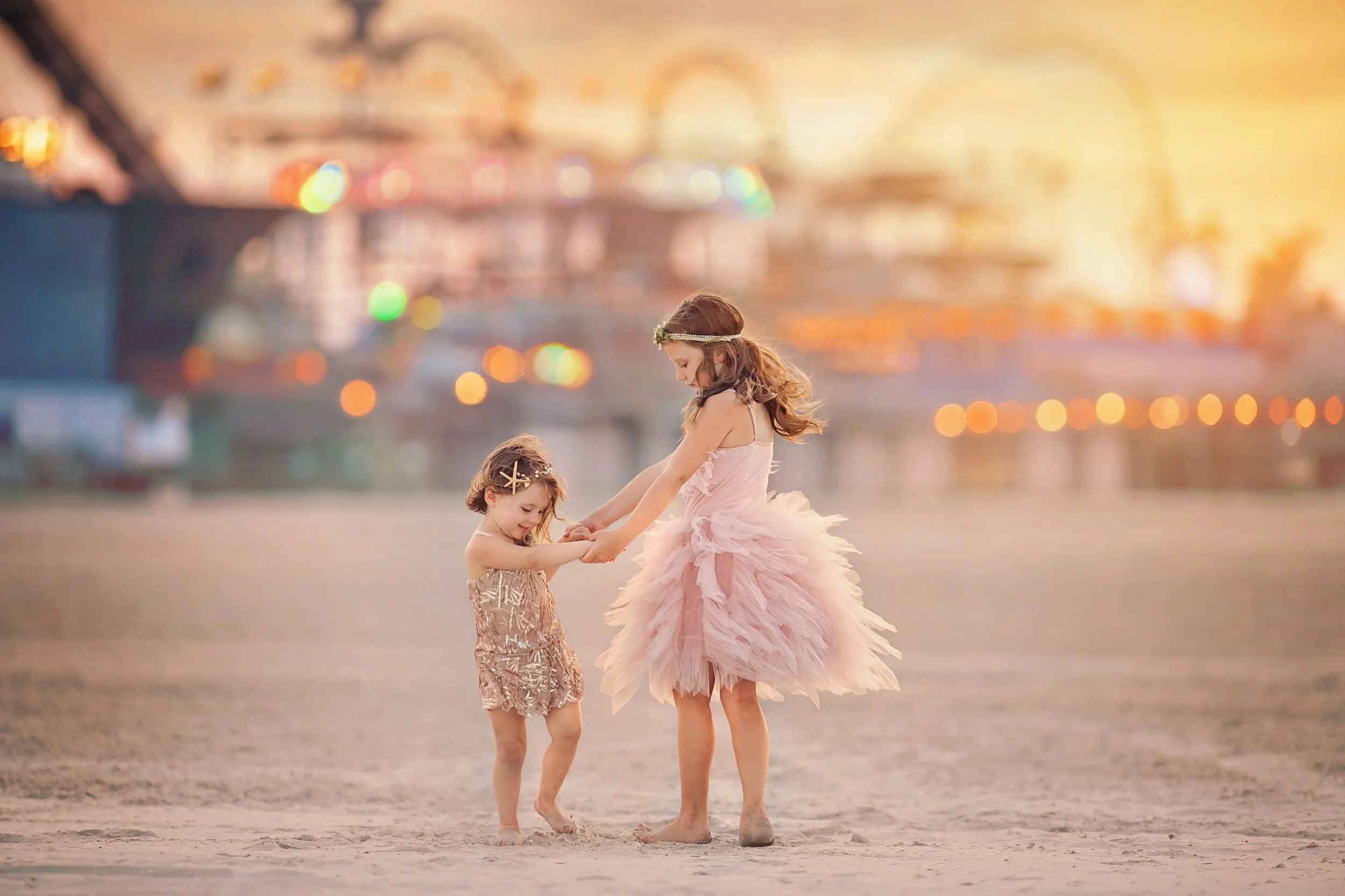 Fine art children's beach portrait at sunset by a South Jersey family photographer near Philadelphia
