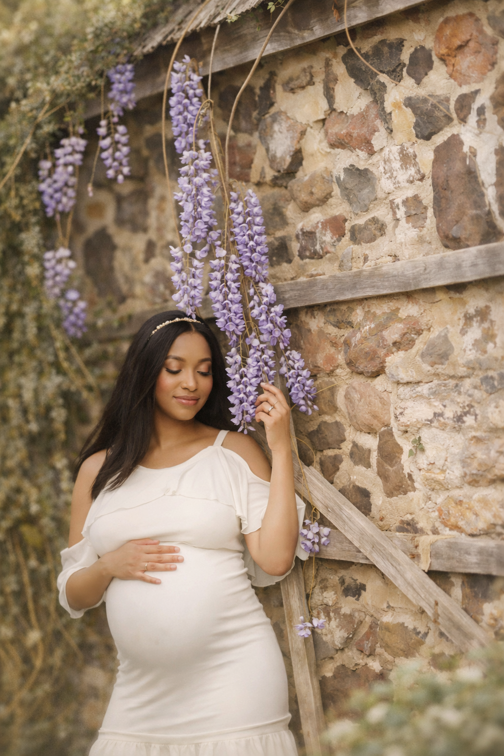 Closeup emotional portrait of an expectant mother during a maternity photography session in South Jersey.