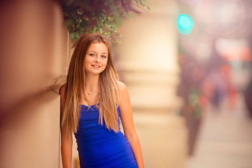 Close-up portrait of a teen girl photographed during a Philadelphia city portrait session.