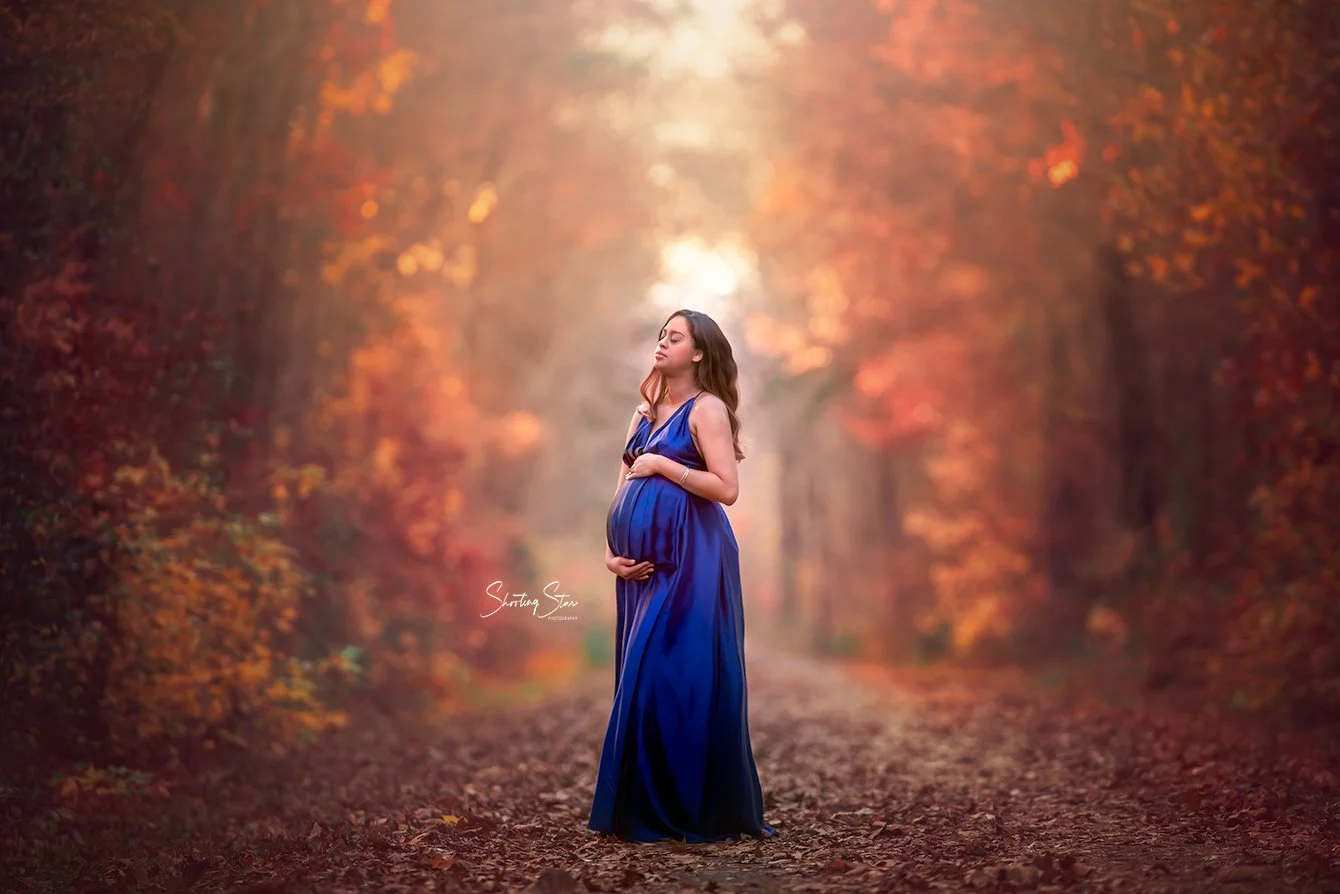 maternity portrait in the fall forest in south jersey