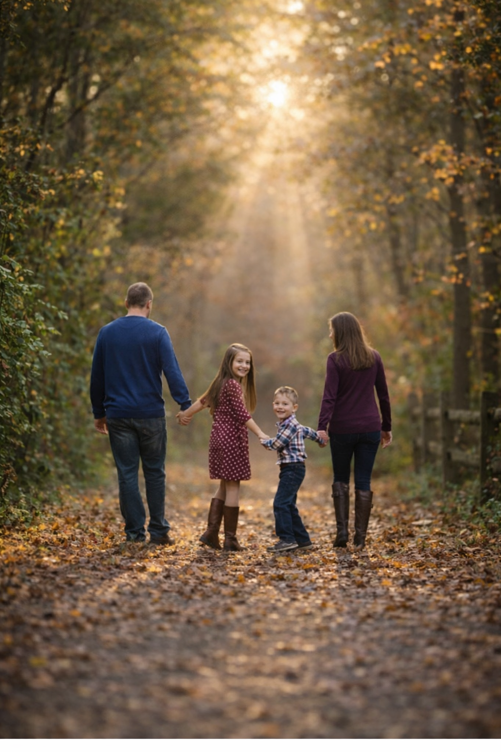 Family portrait in South Jersey photographed at a stone arch outdoor location, blending timeless architecture with natural light