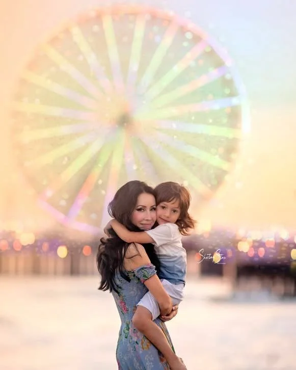 Mother and son sharing a quiet moment during a Jersey Shore beach portrait session