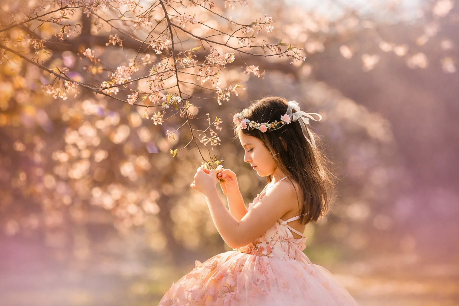 Close up of a young girl in beautiful natural light during a portrait session in Fairmount Park in Philadelphia.
