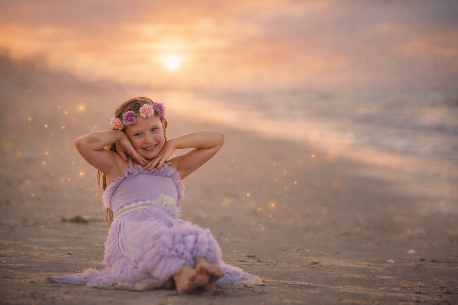 girl smiling on the beach at the Jersey Shore in Wildwood, New Jersey for a portrait session