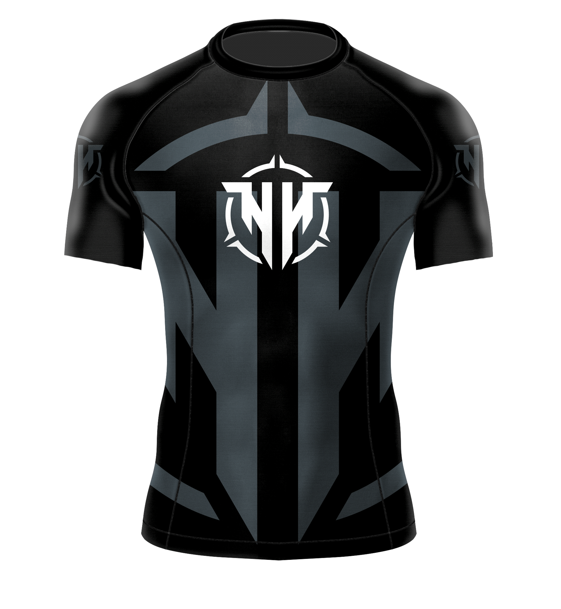 Assassin black short sleeve moisture wicking jiujitsu rashguard