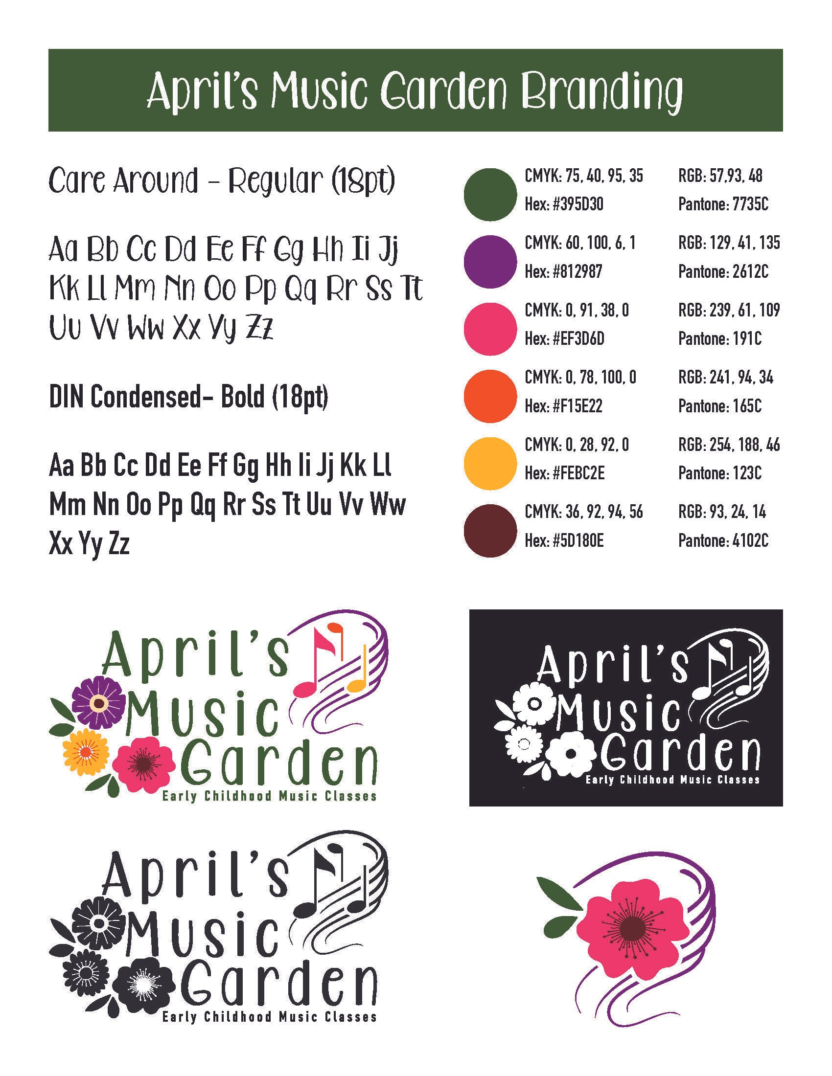 April's Music Garden Branding Sheet
