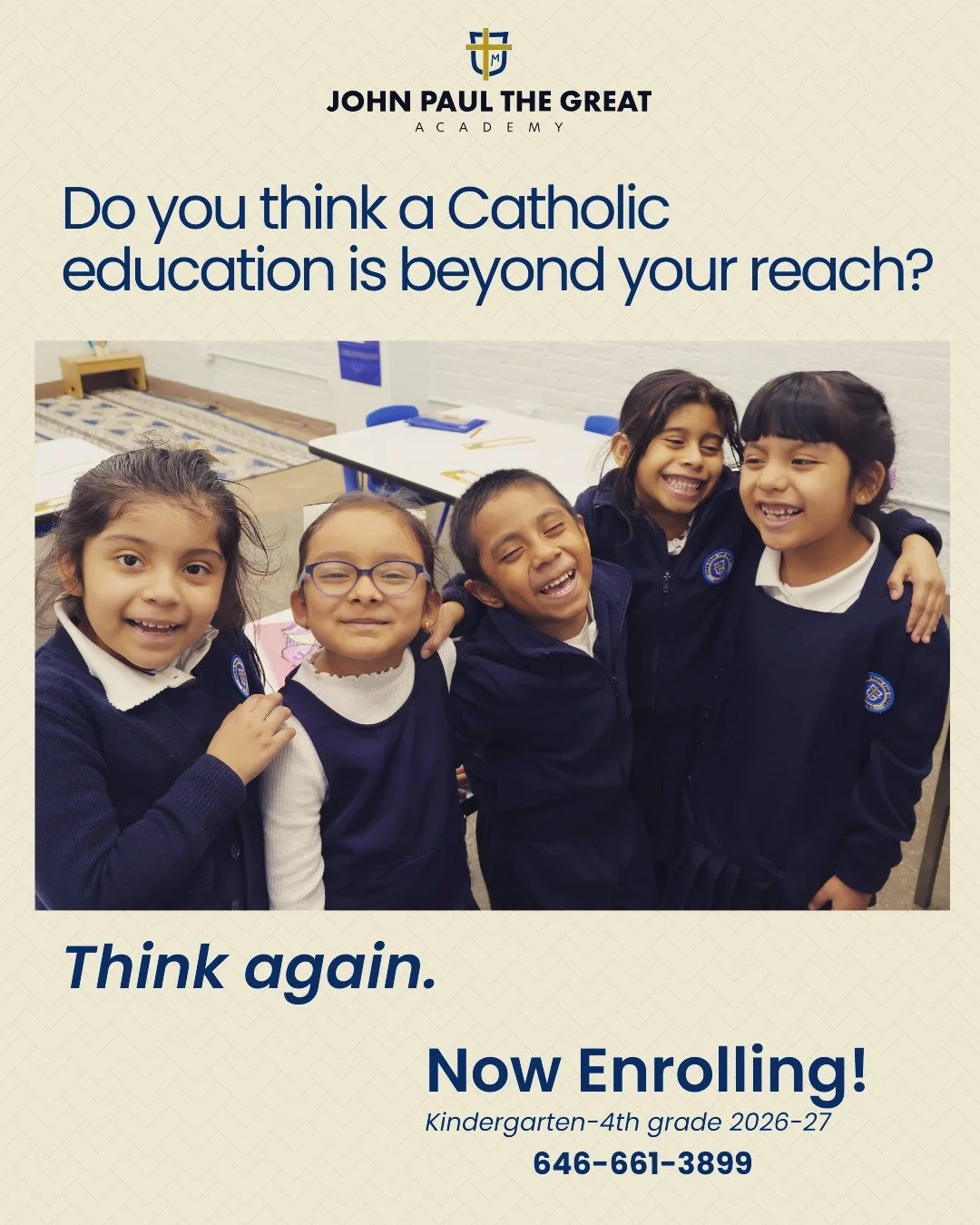 You may think a Catholic education is out of reach.

Too expensive.
Too far.
Too difficult.

We&rsquo;re here to change that.

At Saint John Paul the Great Academy, we believe every child deserves an education rooted in truth, goodness, and beauty&md