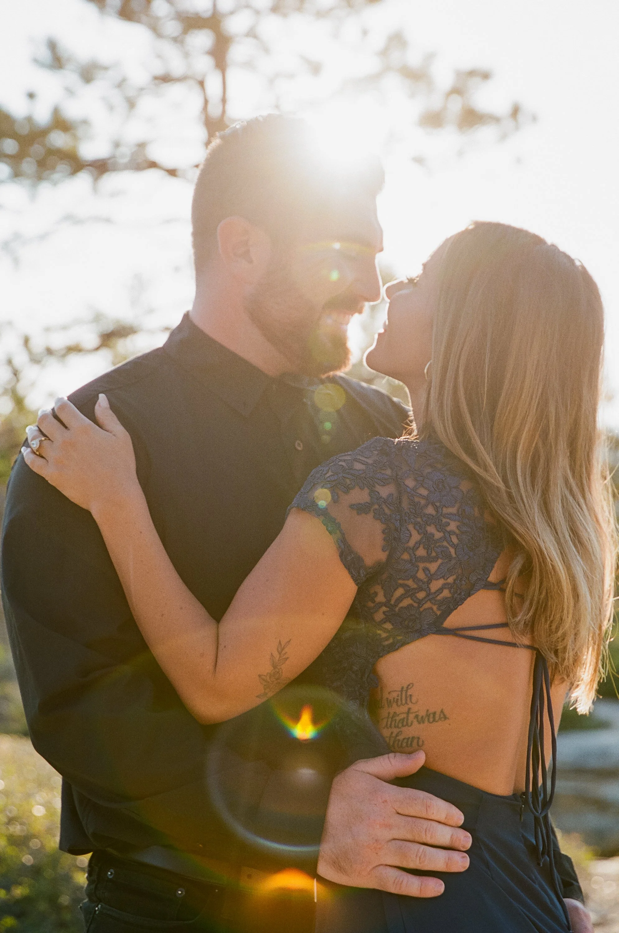 Alaska engagement session with sunburst sunflare