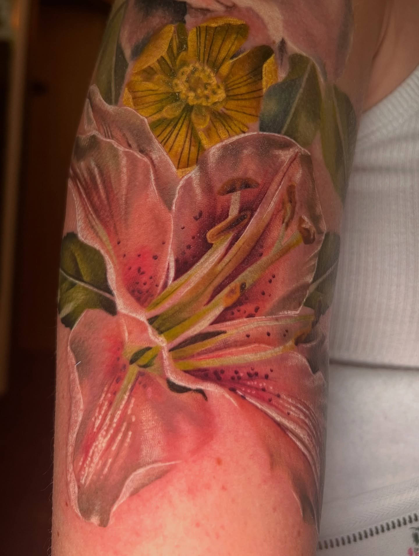 Stargazer added for Brooke!🫶🏻
Top flower is healed! More to come on this piece.
-
#stargazerlily #lilytattoo #wip #mntattooers #mntattoo