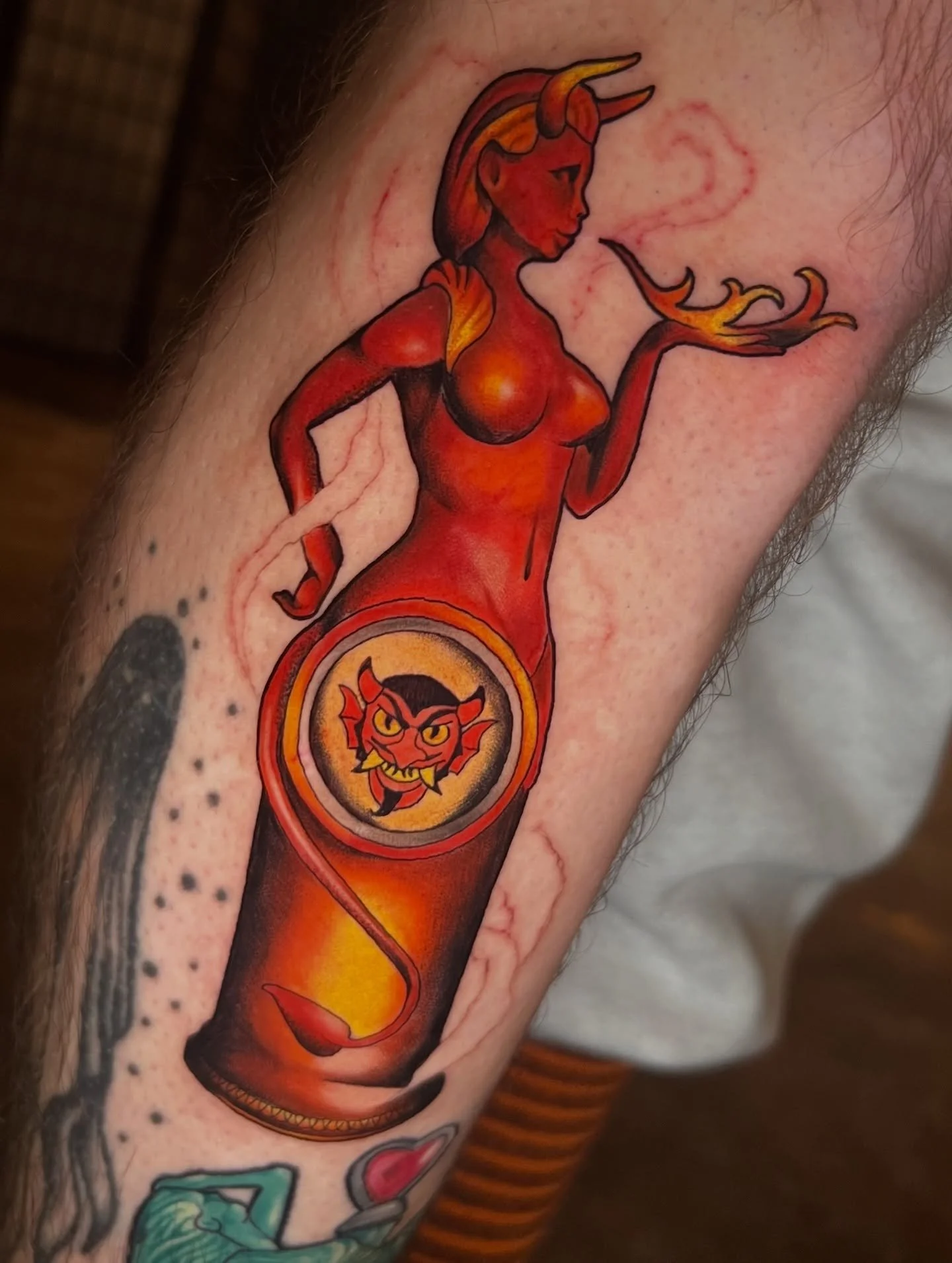 Devils Kiss Vigor from the game Bioshock Infinite for my love @england_gav !❤️&zwj;🔥 Background to be added in the future! 
Healed Possession Vigor we did back in September too! 
-
#bioshockinfinite #bioshocktattoo #gamingtattoo