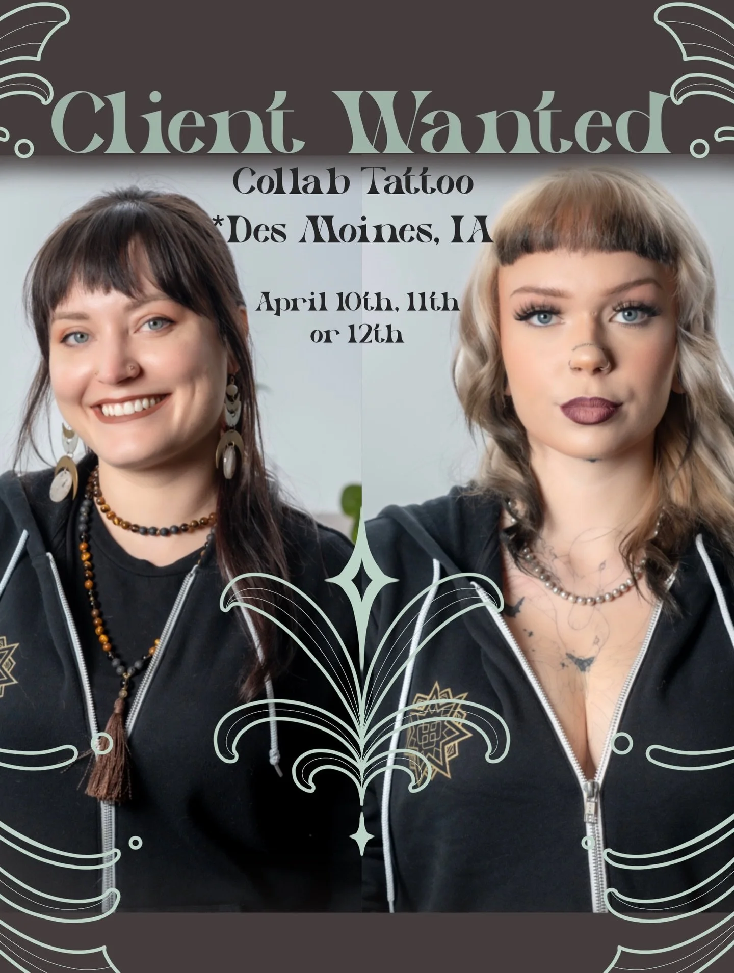 🖤CLIENT WANTED🖤
Alex @inkedbyalex and Belle @bobboinks will be attending the @middleofthemaptattoo tattoo expo from April 10th-12th and we&rsquo;re looking to do a collab tattoo!
Mix Alex&rsquo;s beautifully crafted animals and flora and Belles sea