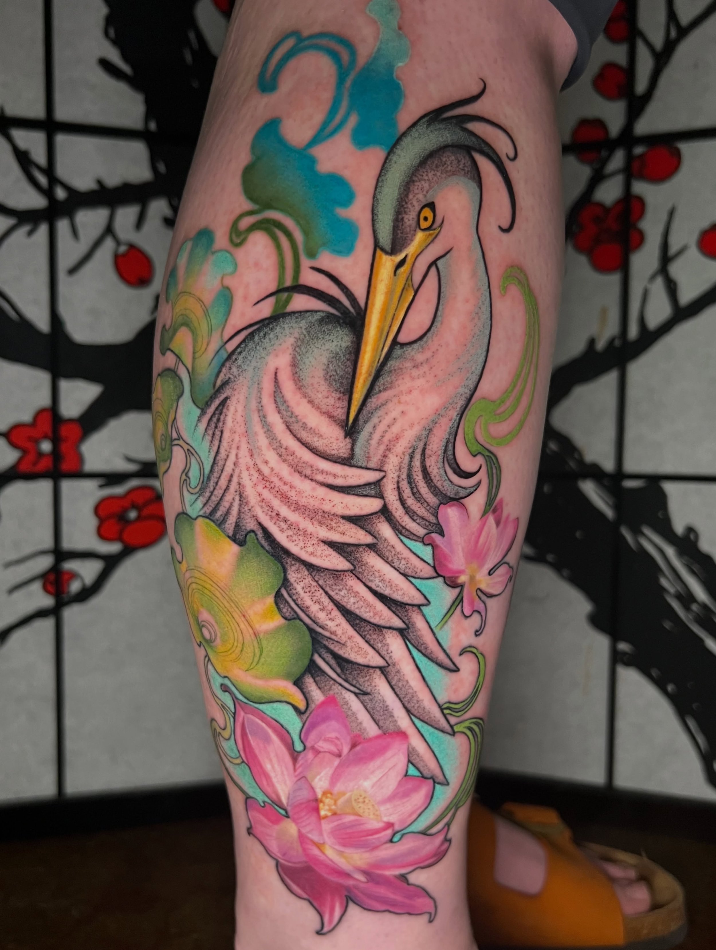 🎉COLLAB🎉 @bobboinks x @inkedbyalex 
Here&rsquo;s the finished blue heron project me and Alex finished up for Kara! We originally started this project for the @middleofthemaptattoo convention!
I&rsquo;m so proud of us and how everything came togethe