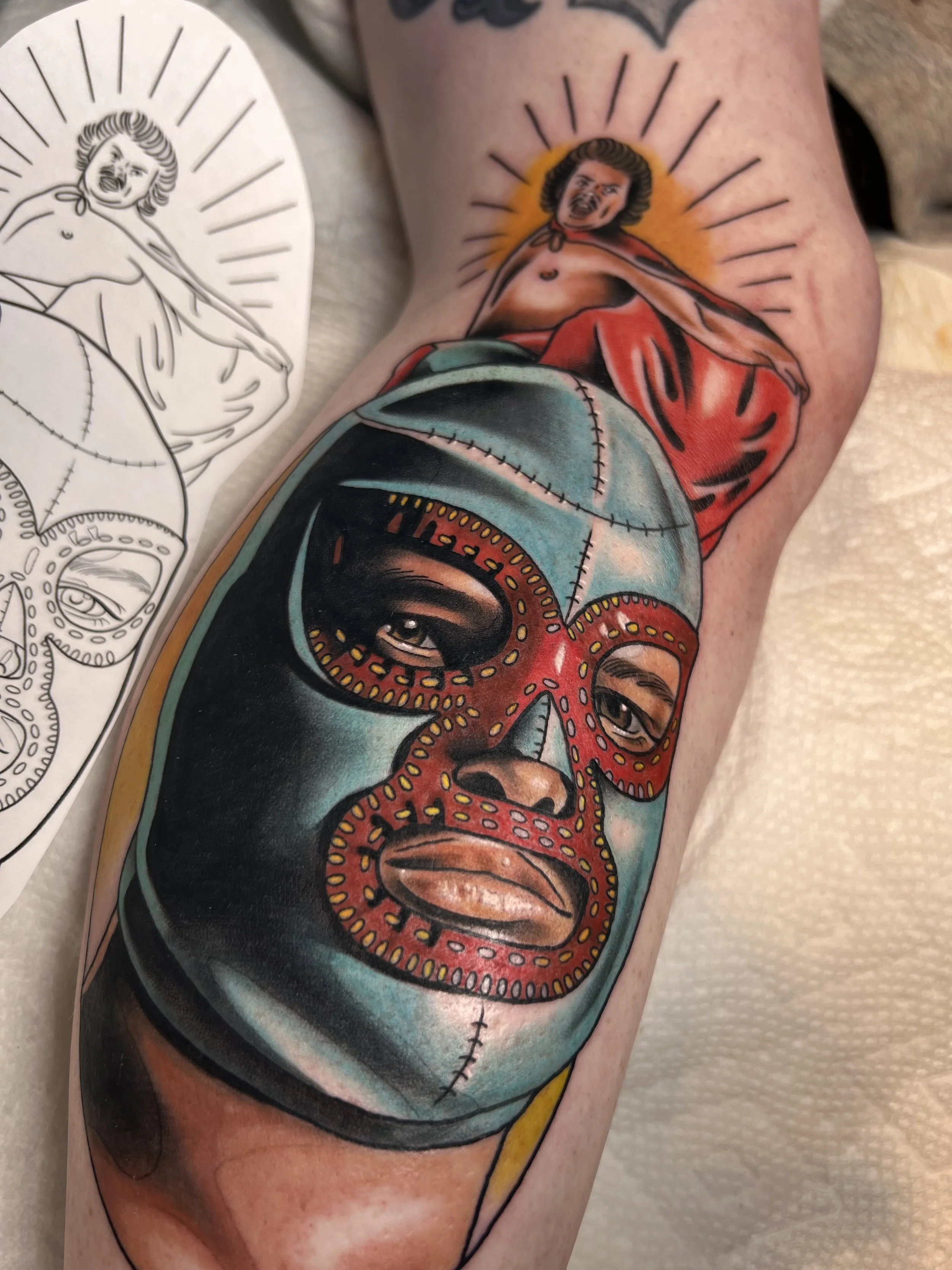 Neo-Traditional Tattoo of Nacho Libre