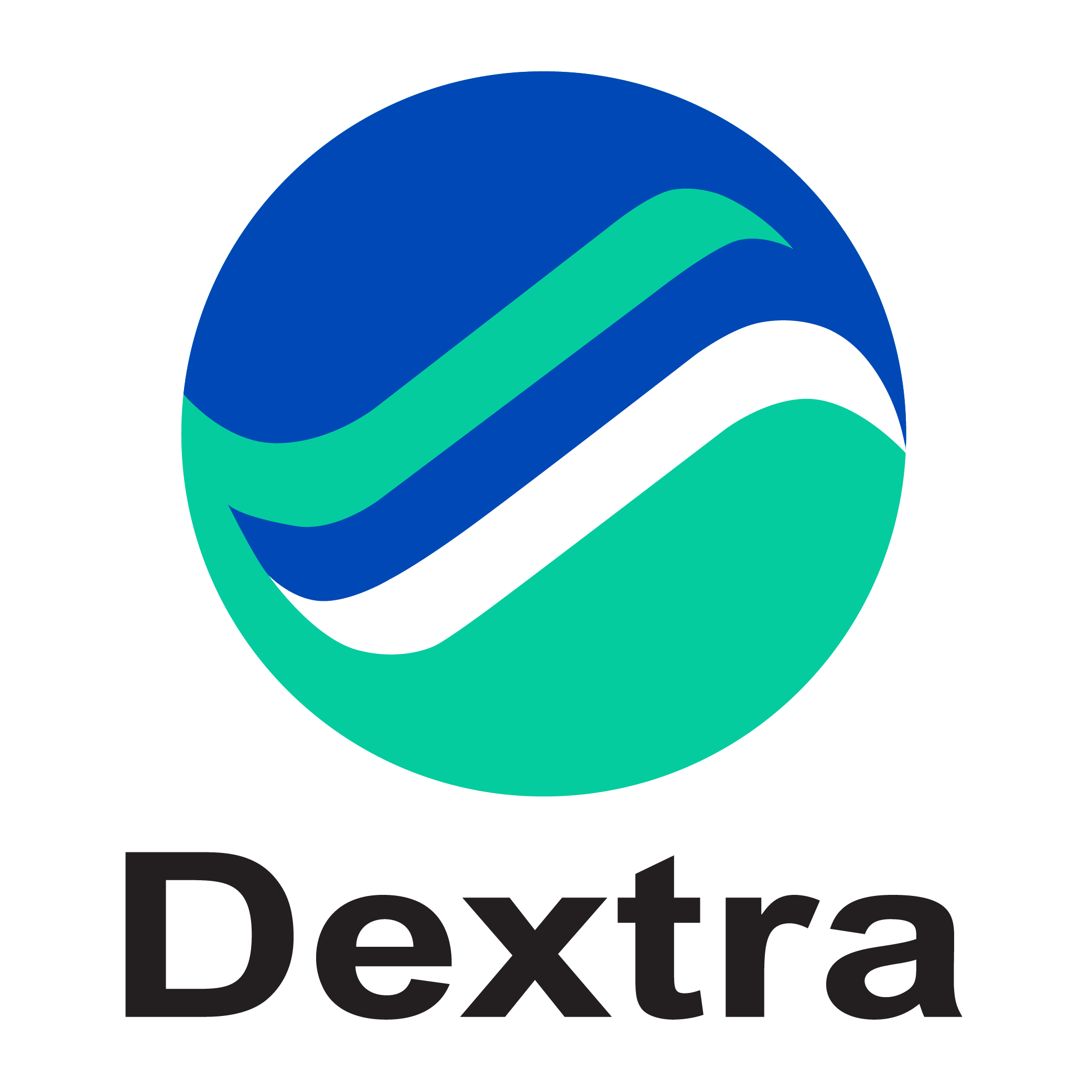 Logo of Daxtera, featuring a blue circle with abstract wave or mountain design in teal and white, and the company name in bold, black letters below.