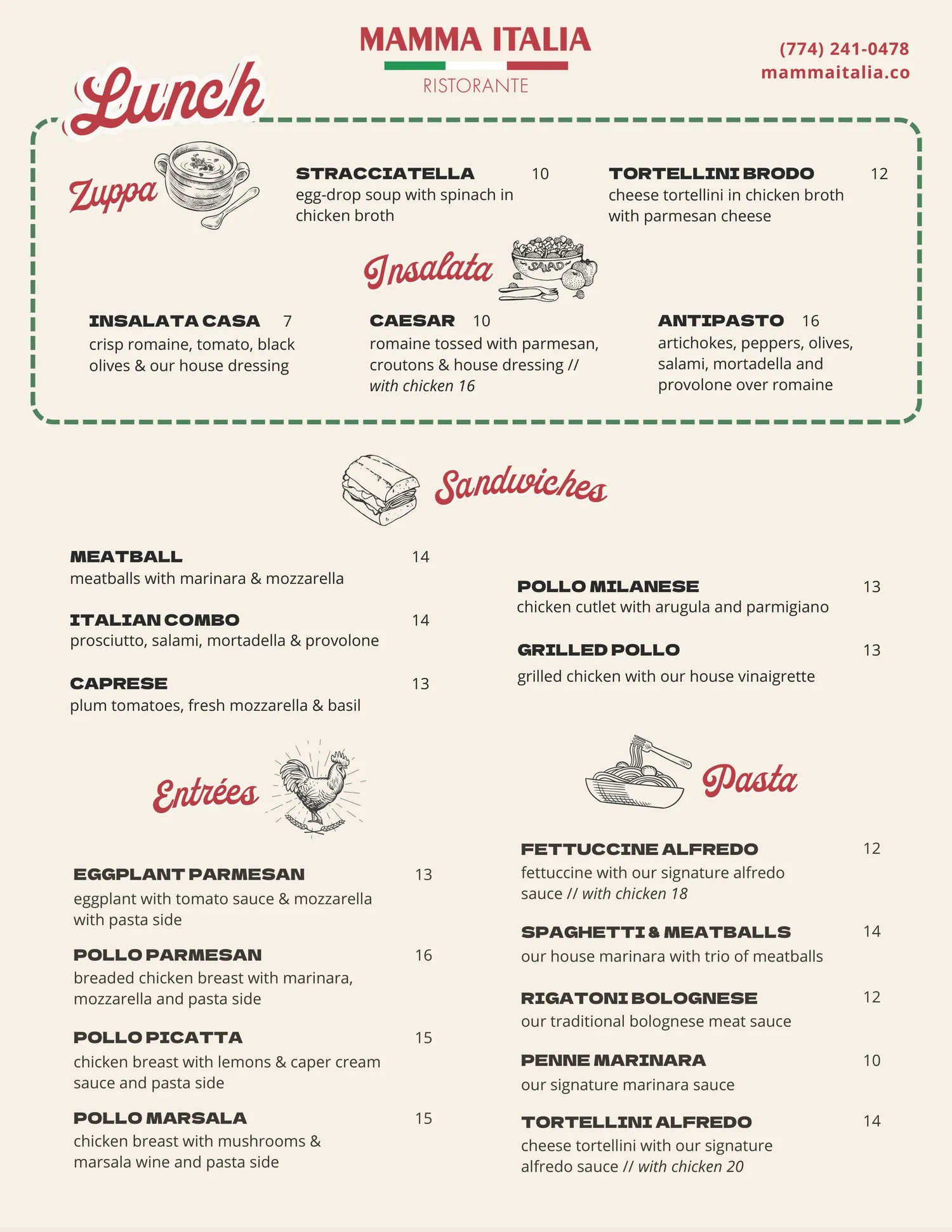 Menu 8191 Menu — Mamma Italia Ristorante