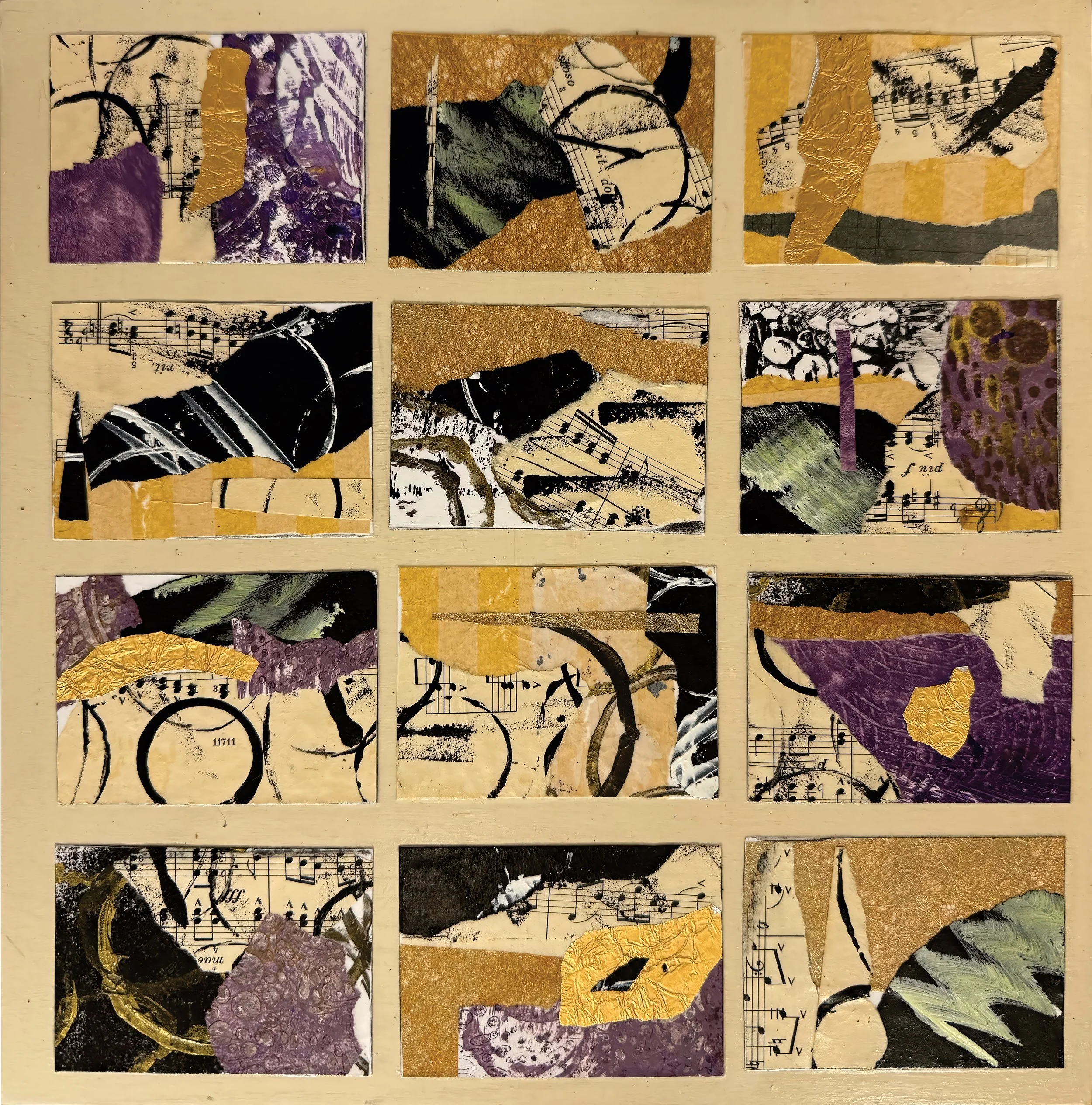 Tchaikovsky for Jenna: A Collage in Music and Color” | collage | 12”x 12” x 1"