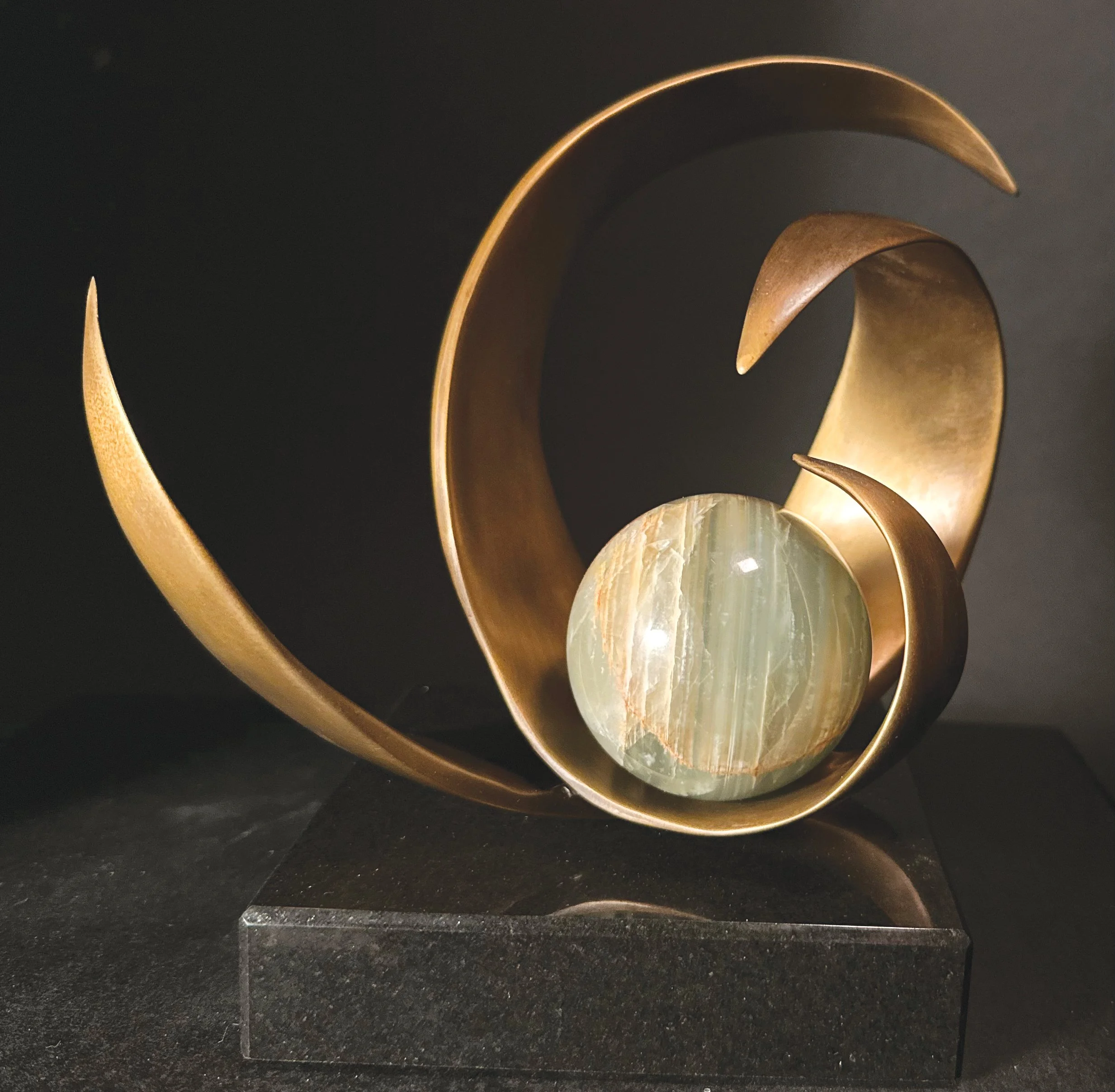Lynn Dodge l Momentum II l Bronze with black granite base l 8” x 8.5” X 5.5"