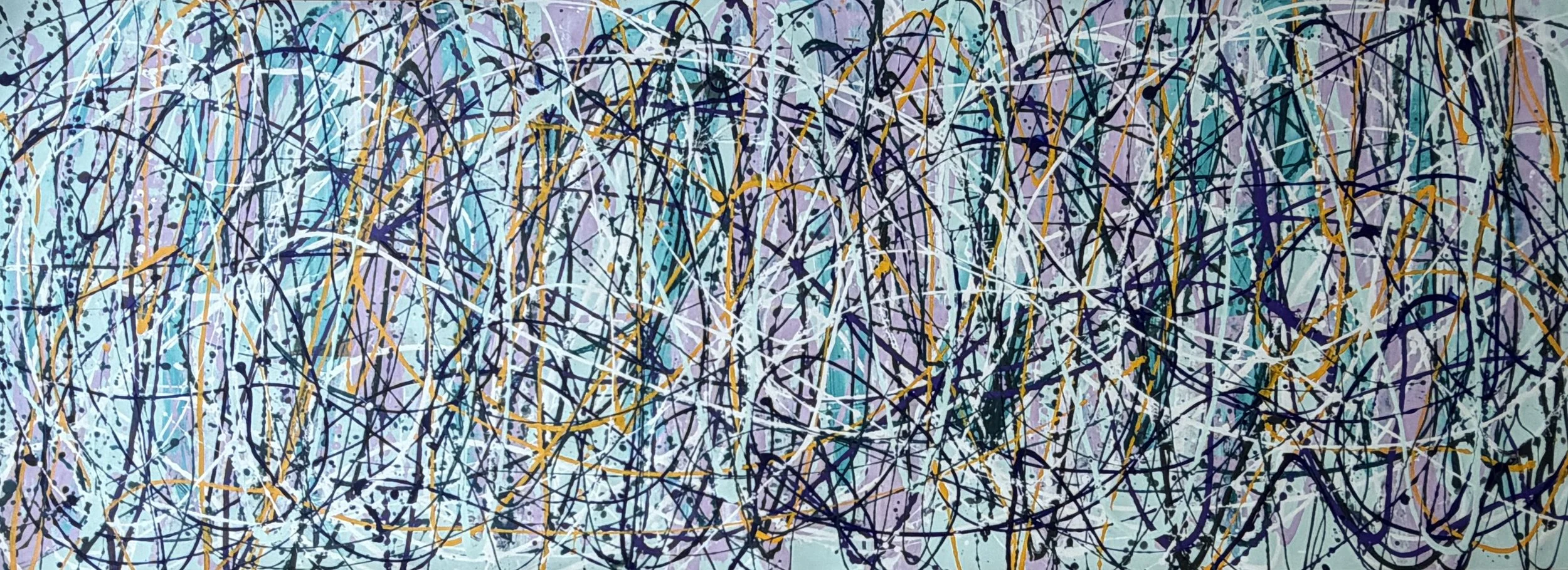 Victoria Charters | “Sea Glass Dancer” | acrylic & household paint on paper | 36’' x 96”