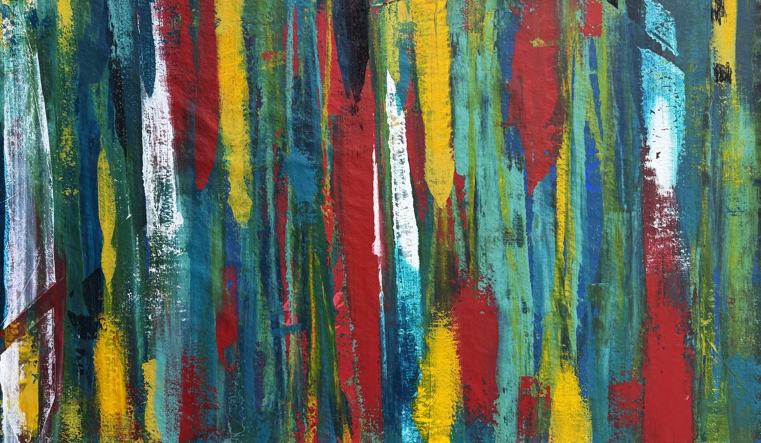 Victoria Charters | “Now We Gallop” | acrylic & household paint on unstretched canvas | 36’' x 60”