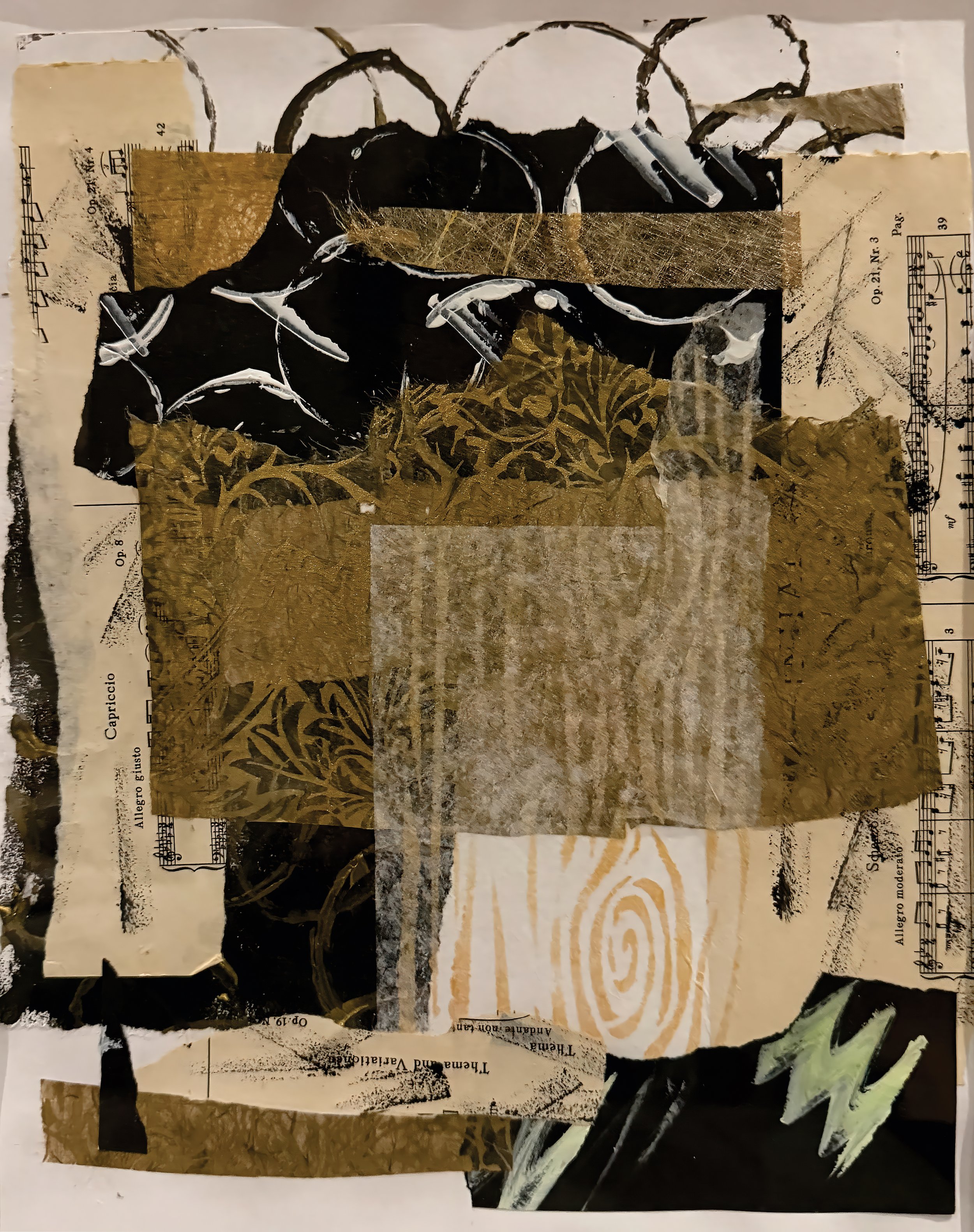 “Study in Black and Gold” | collage | 9 1/2” x 12 1/2”