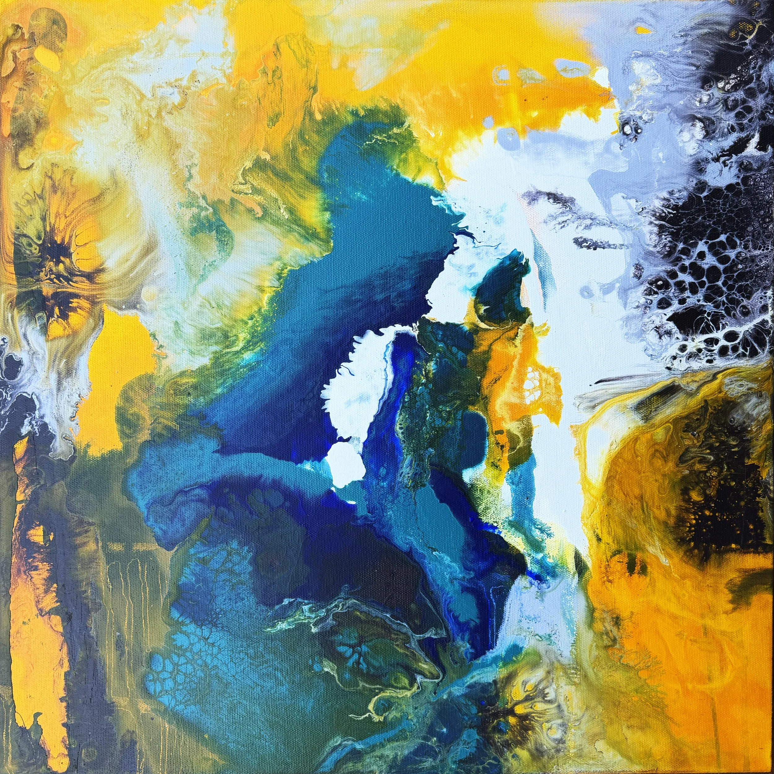 Victoria Charters | “Confluence” | acrylic & household paint on canvas | 20’' x 20” x 1.5"