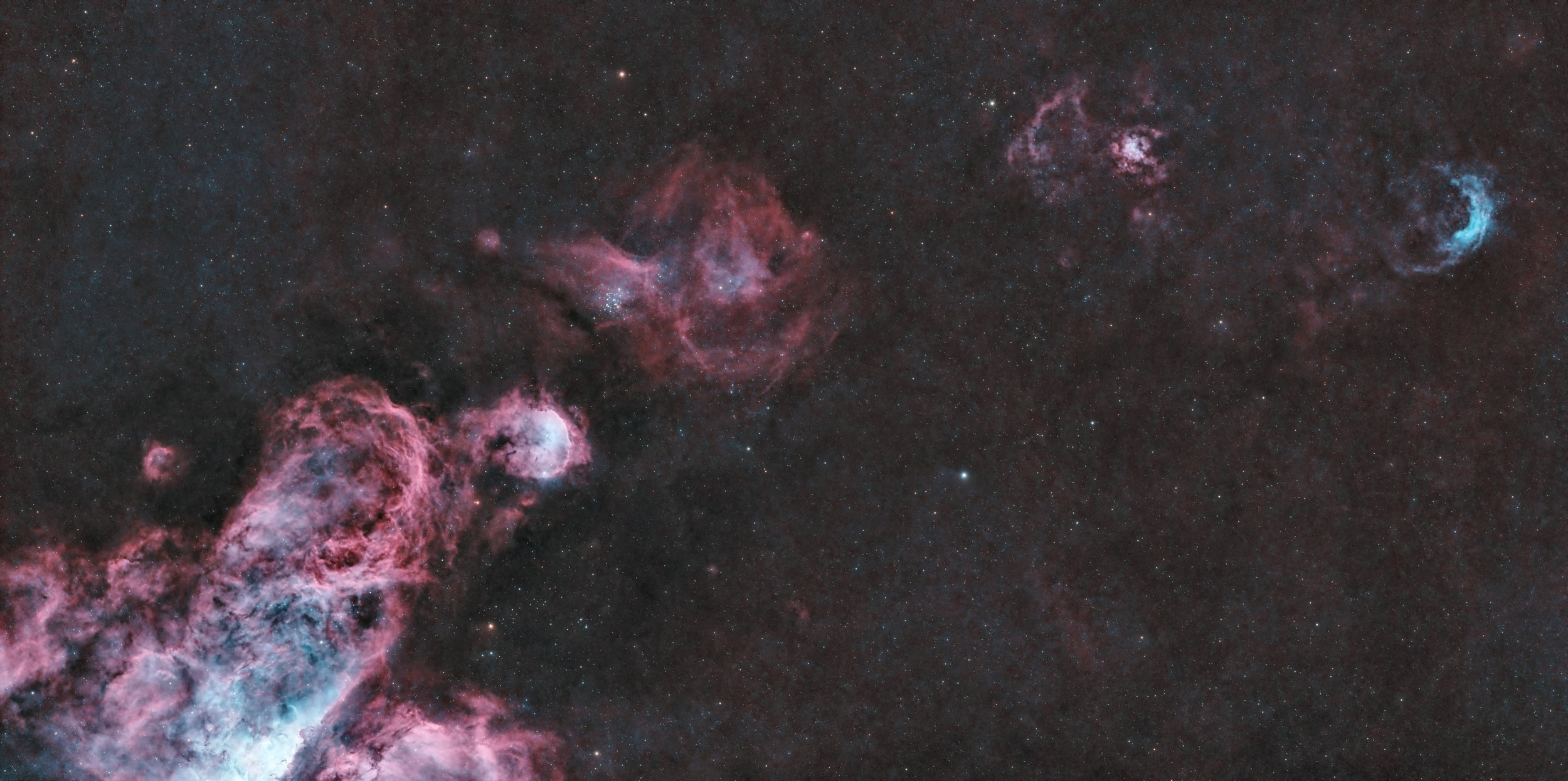 Carina, Gabriel Mistral, Whirling Dervish and Banana Nebulae
