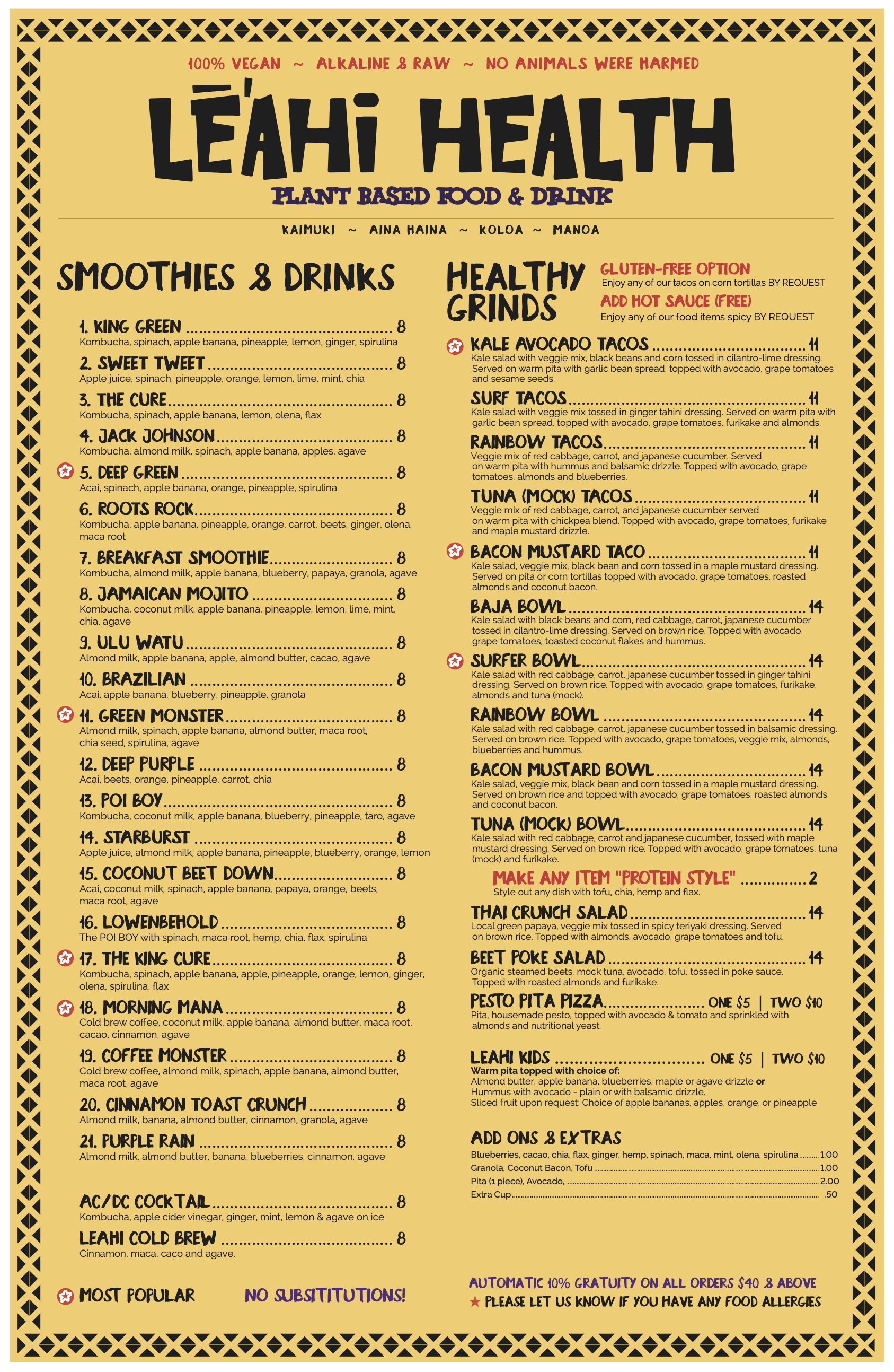 MENU — LEAHI HEALTH