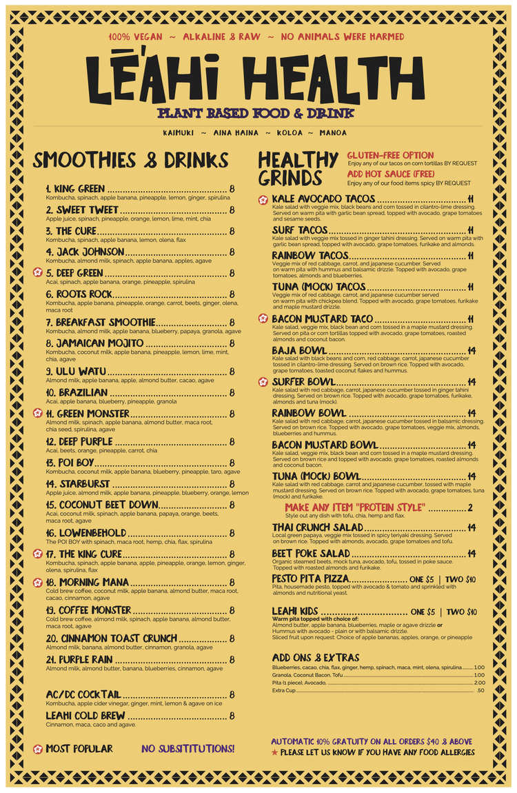 MENU — LEAHI HEALTH