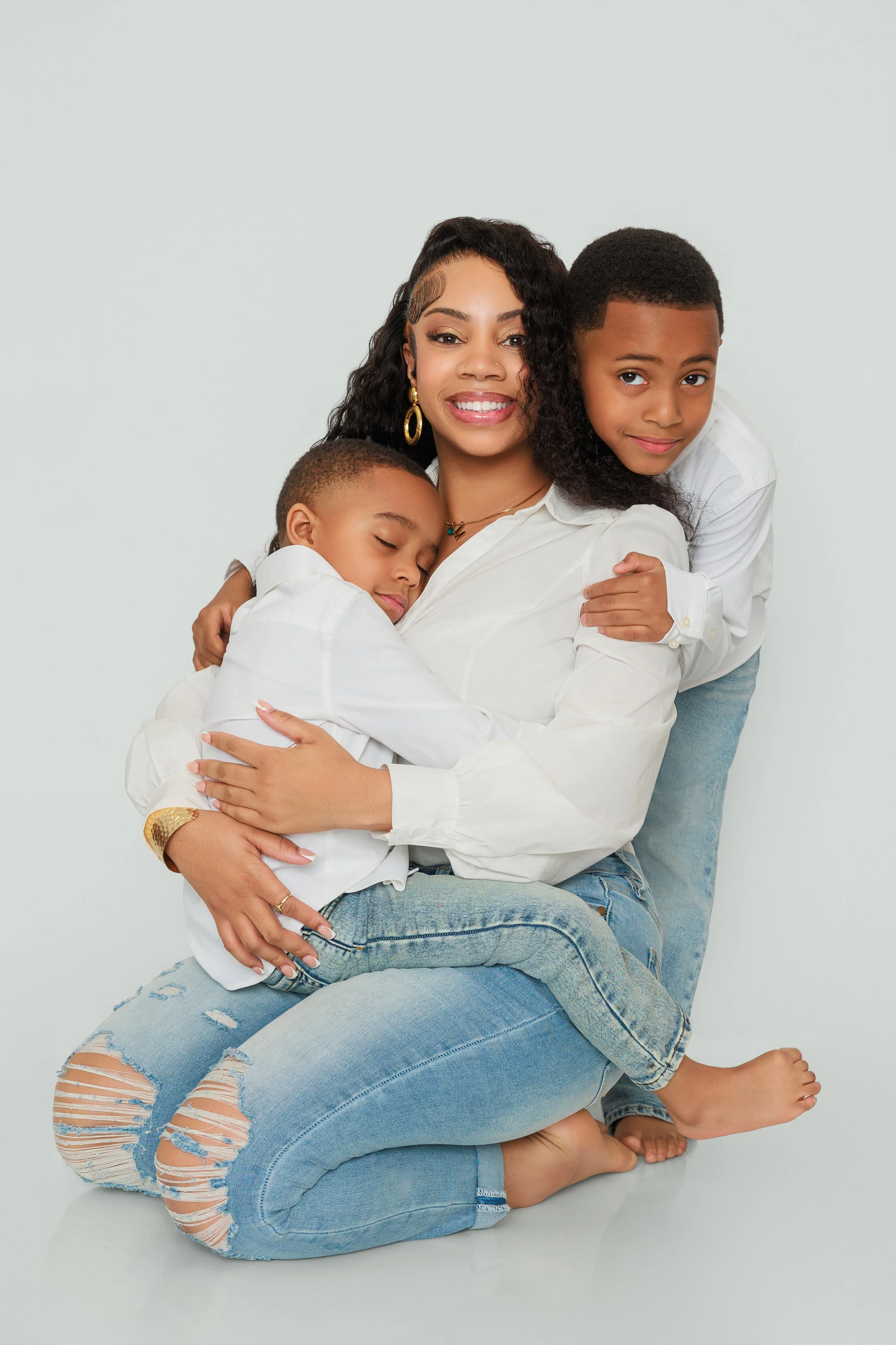 Memphis Family Photographer Mother with Sons Connection Portrait