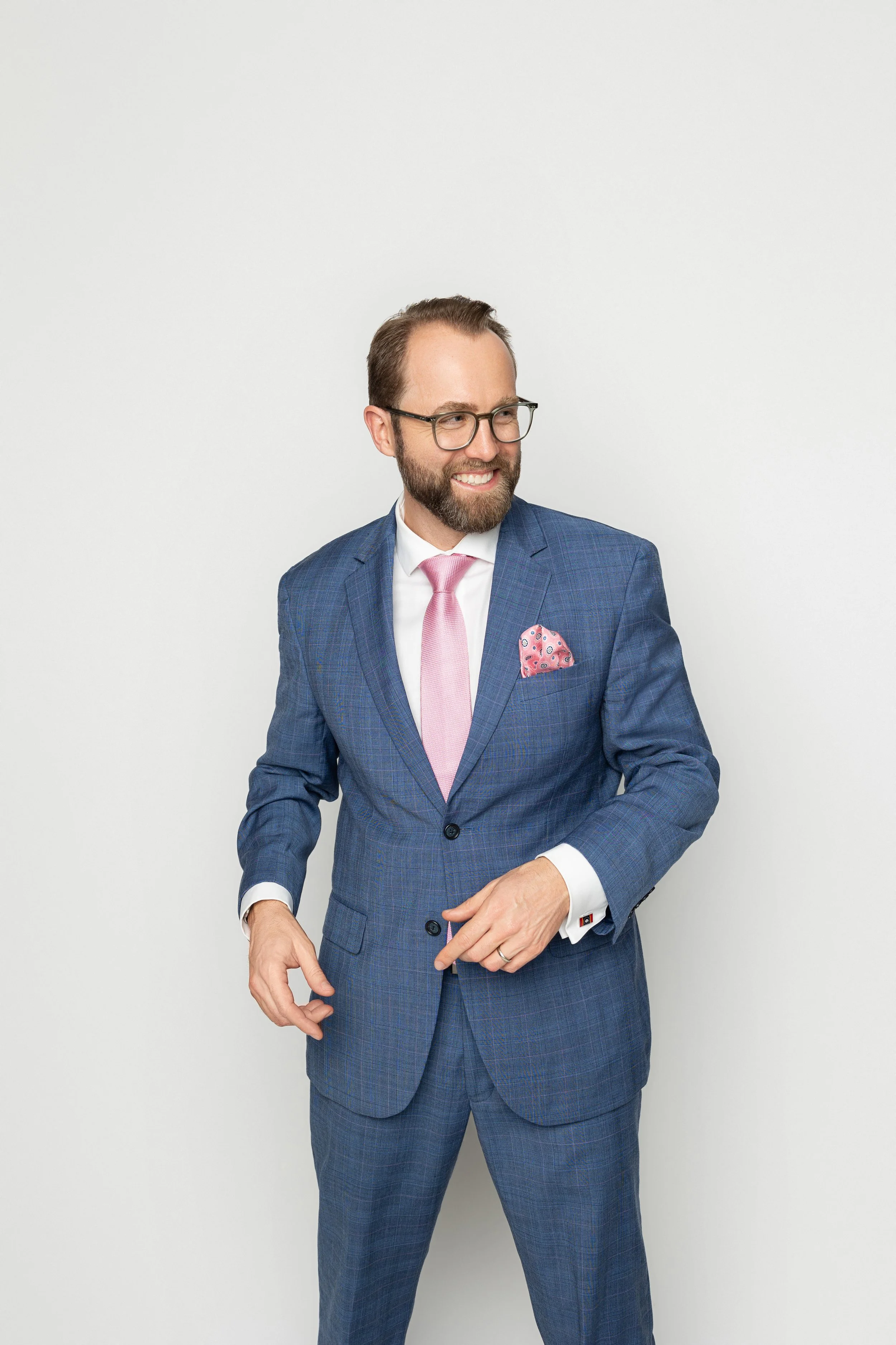 Modern Memphis Lawyer Branding Photo Blue Suit Standing