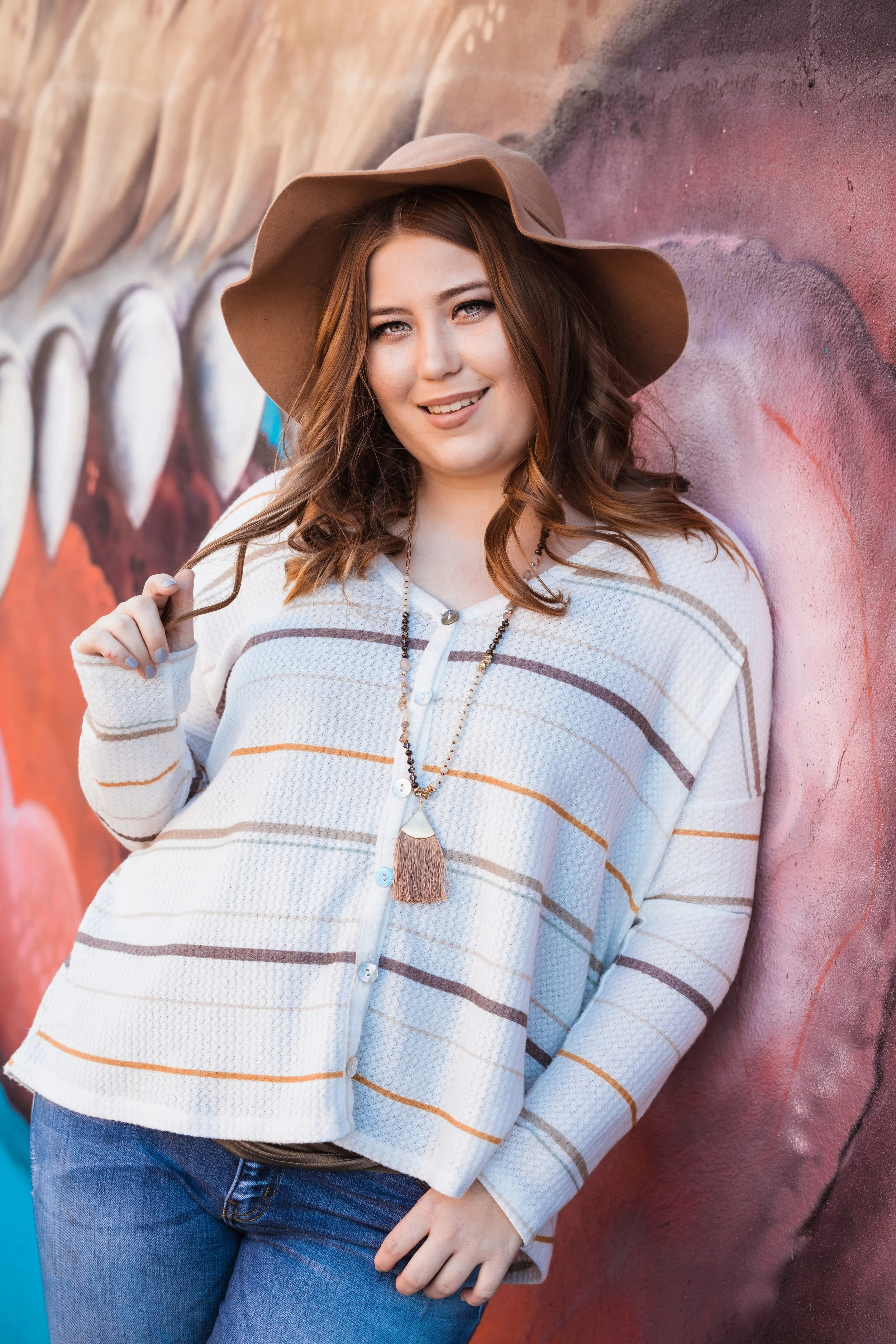 Memphis Senior Portrait Close Up Caitlyn Hat Urban Background