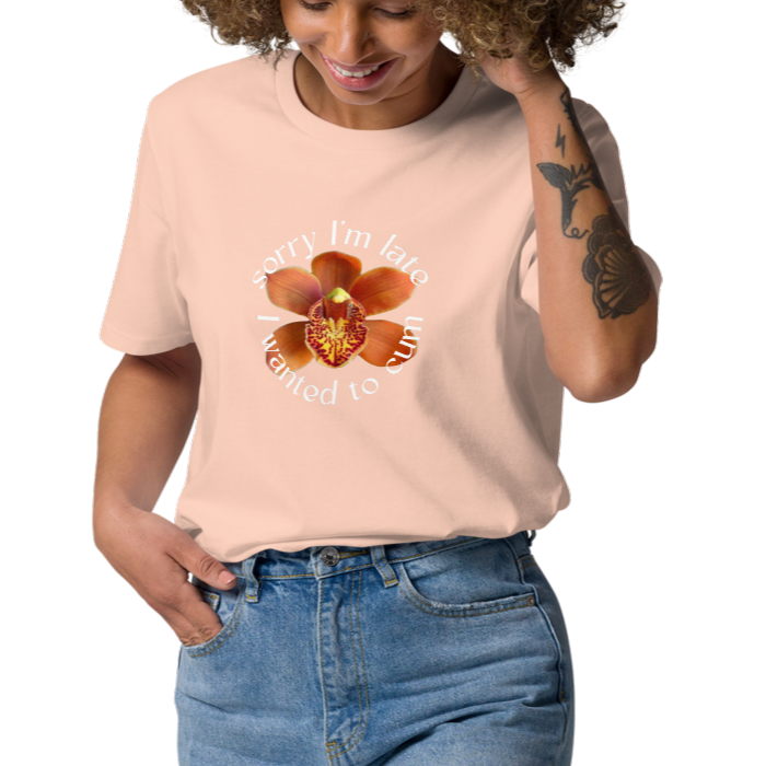 unisex-organic-cotton-t-shirt-fraiche-peche-front-68de37f0d6412.png