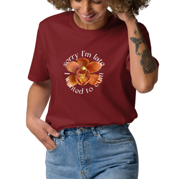 unisex-organic-cotton-t-shirt-burgundy-front-68de37f0d61a4.png