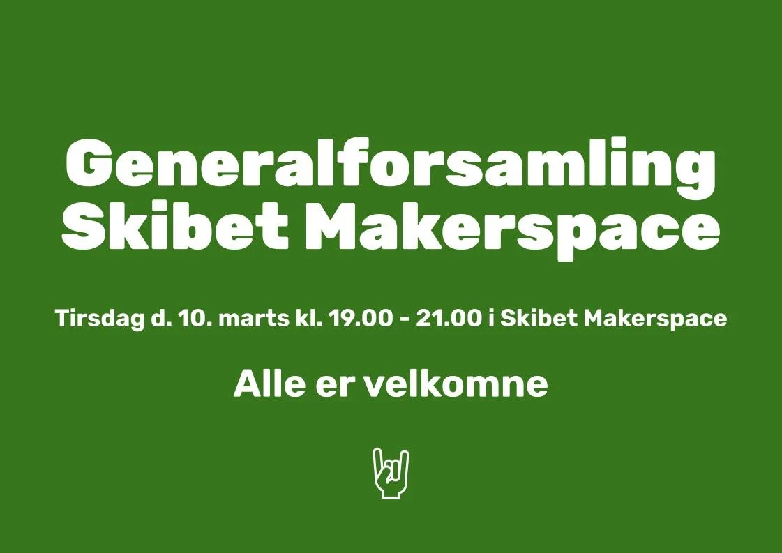       
  
     Tirsdag den 10.marts kl 19-21 i Skibet Makerspace.   Kom og gør din stemme gældende og støt op om medlemsdemokratiet i Skibet Makerspace.   Tilmelding   For at få styr på, hvor mange vi bliver, så må du MEGET gerne tilmelde dig/jer her