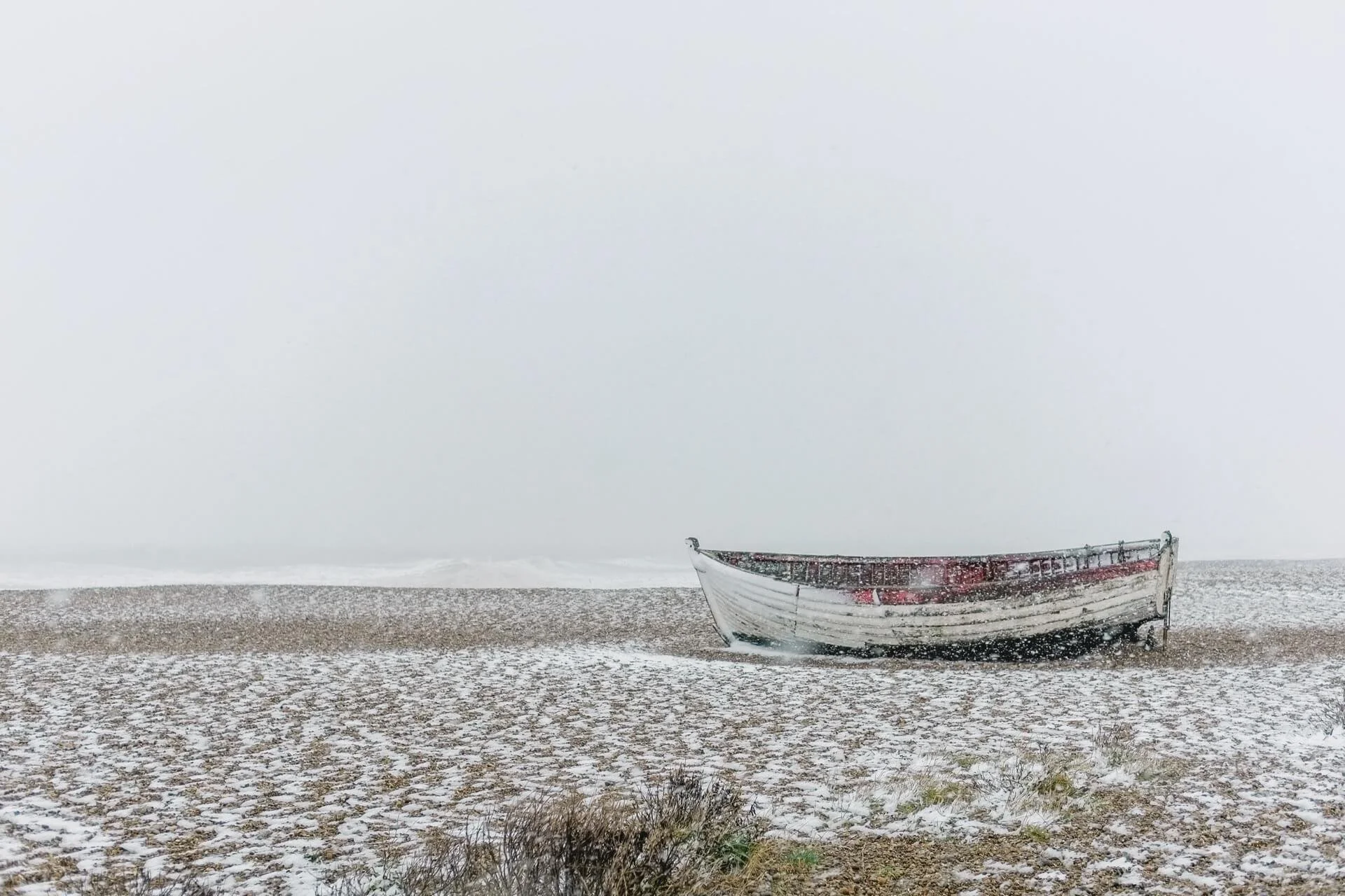 Fisherman's Boat in Aldeburgh Snow