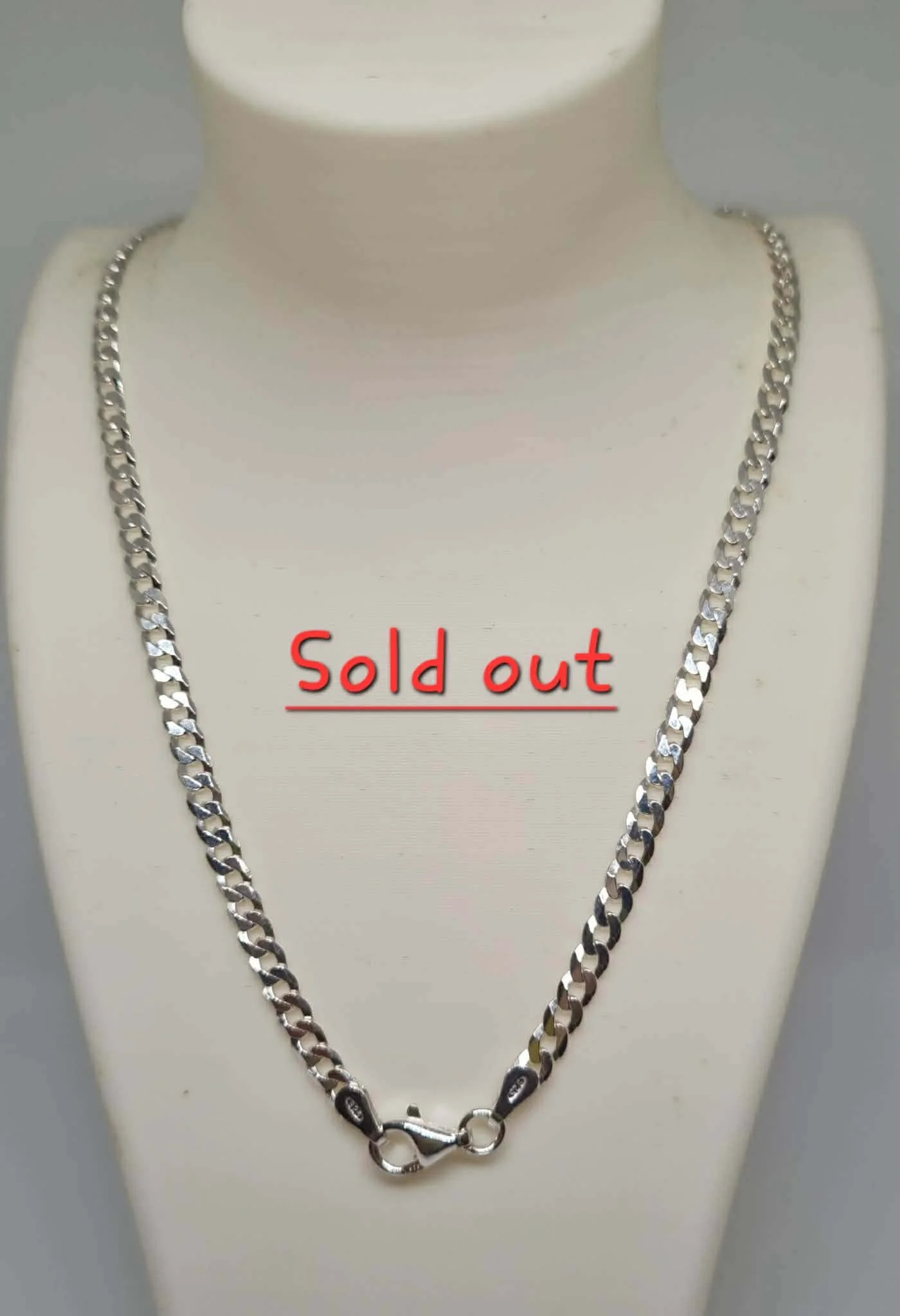 Chain Solid Sterling Silver Stamped Italian Chain (Length: 50 cm)