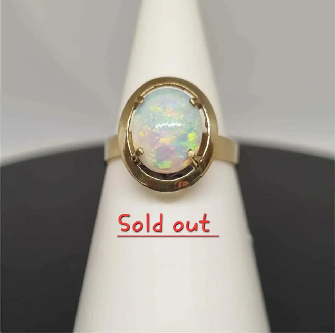 Ring Australian Solid Opal 9ct Yellow Gold (Opal Size: 10 mm x 8 mm) Ring Size: 17.4 mm, N, 7