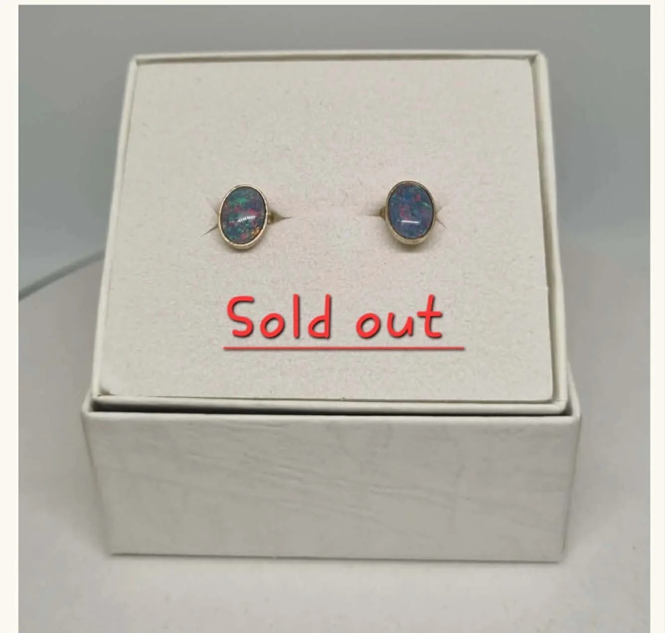 Earrings Australian Triplet Opal 9ct Yellow Gold (Total Weight: 0.7 gram) Opal Size: 7 mm x 5 mm,  0.7 cm x 0.5 cm)