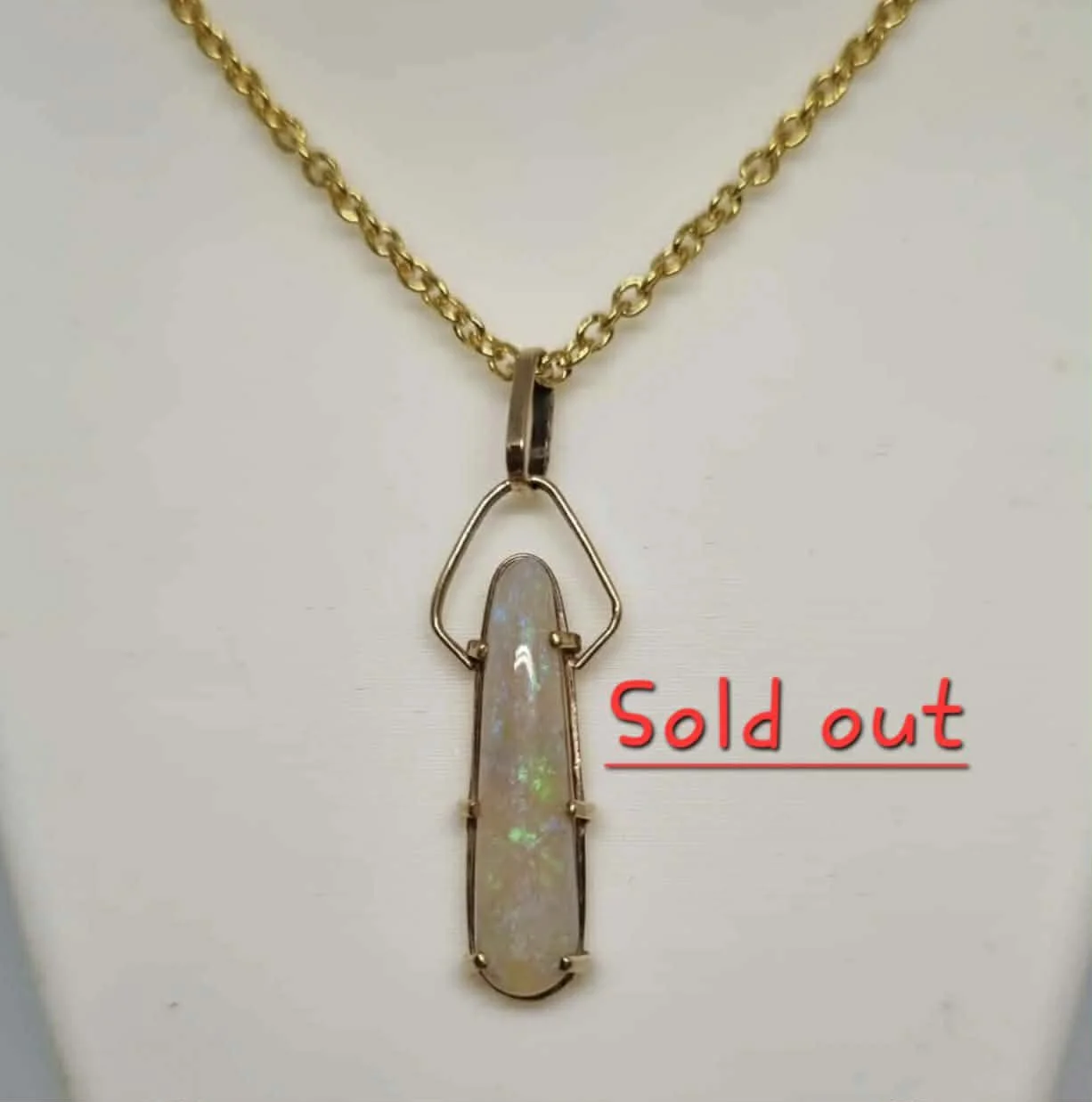 Pendant Australian Solid Opal 9ct Yellow Gold (Opal Size: 20mm x 6mm)