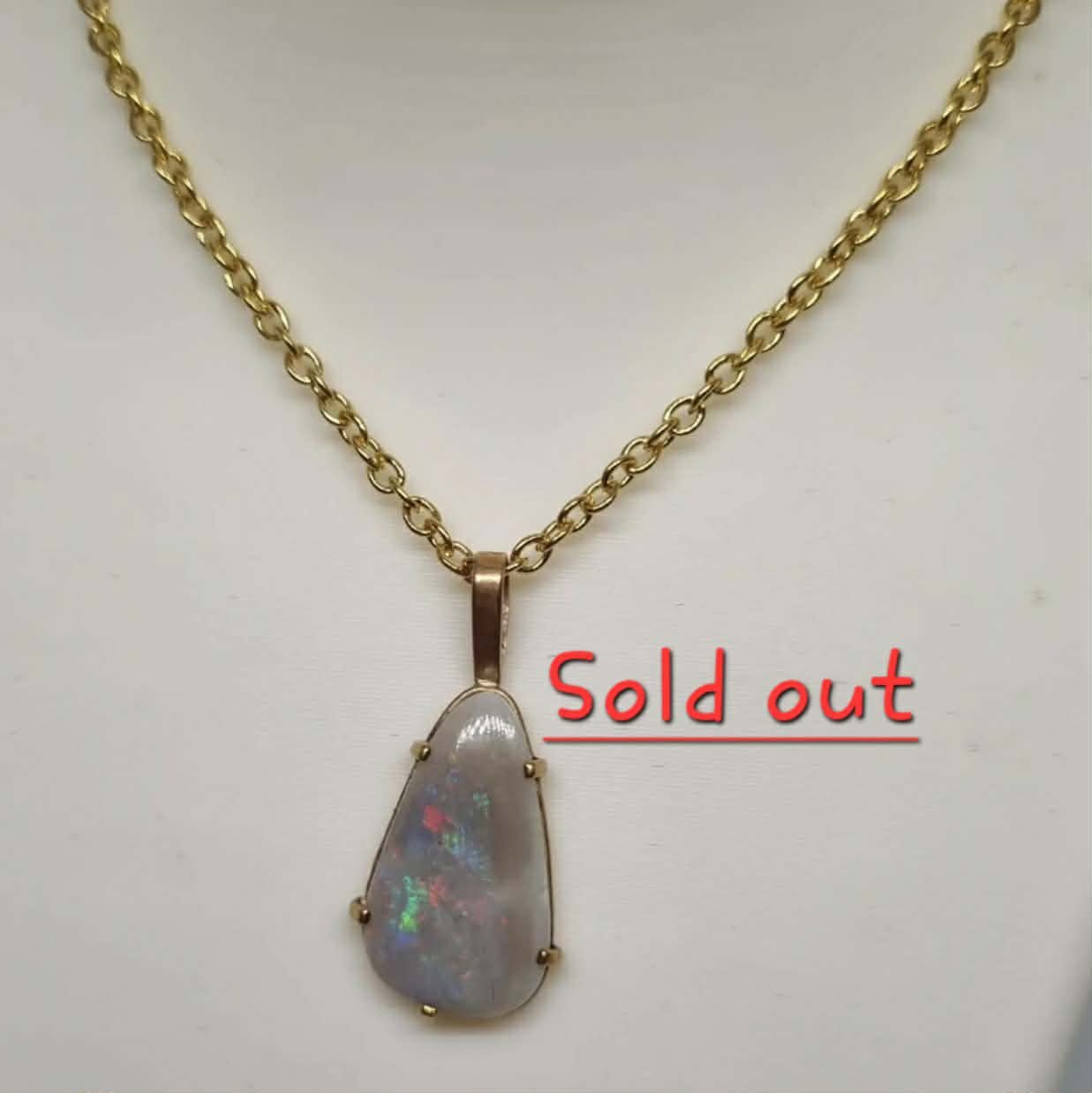 Pendant Australian Solid Semi Black Opal 9 ct Yellow Gold, Total Weight: 1 gram (Opal Size: 18 mm X 10 mm)