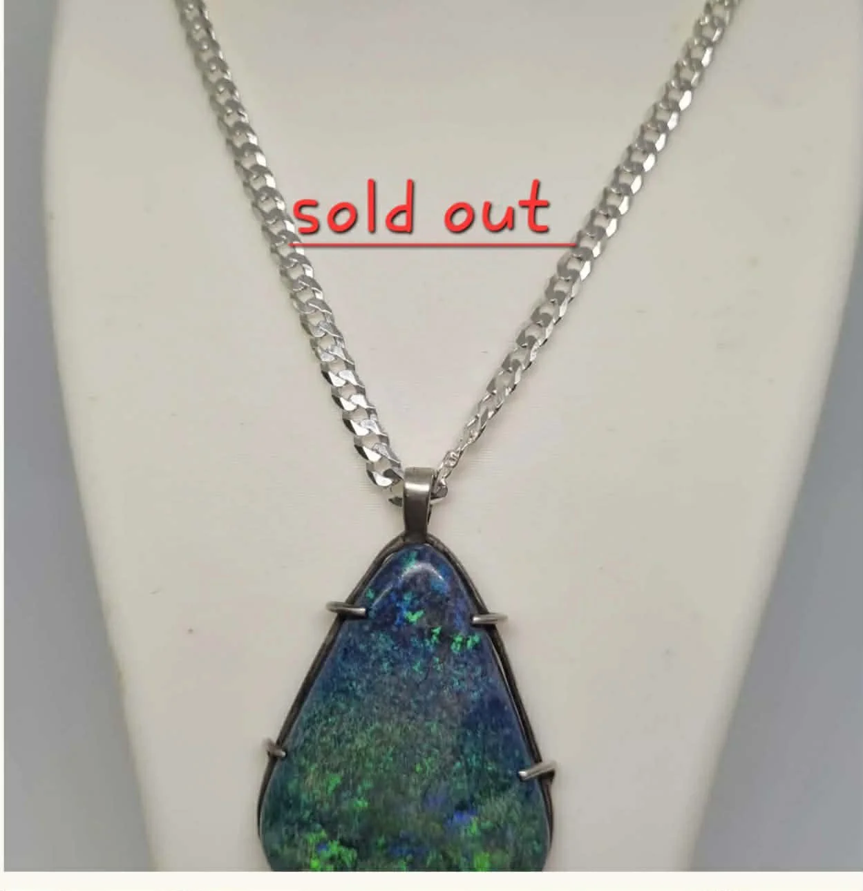 Pendant Australian , Andamooka Matrix Opal on a Sterling Silver ( Total Weight: 5.8 gram)  Opal Size: 33 mm x 25 mm, 3.3 cm x 2.5 cm ( Italian Chain Sterling Silver  50        cm long