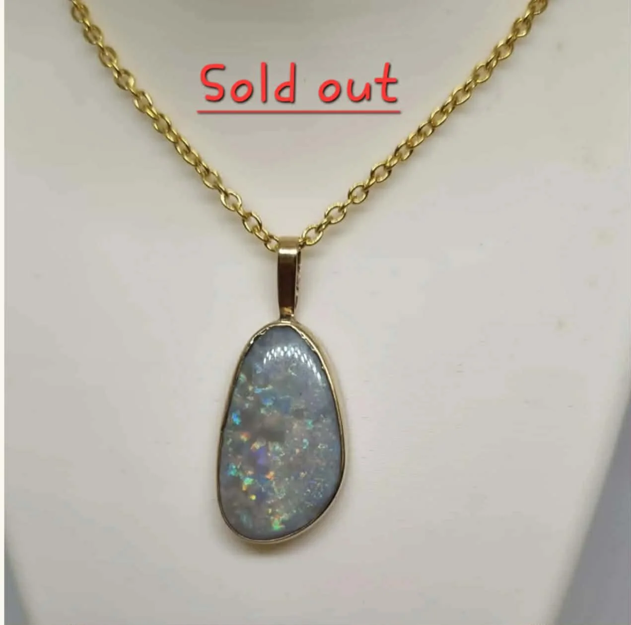 Pendant Australian Solid Opal 9ct Yellow Gold (Opal Size: 20mm x 13mm)