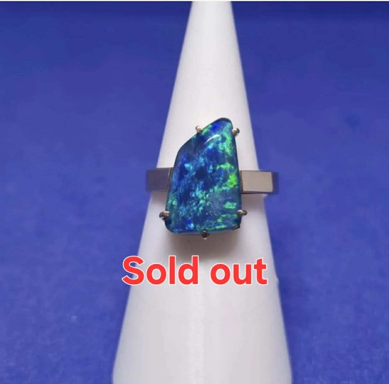 Ring Triplet Australian Opal (Solid Gold 9ct 375) Ring Size: 7 (Opal size: 20mm x 10mm)