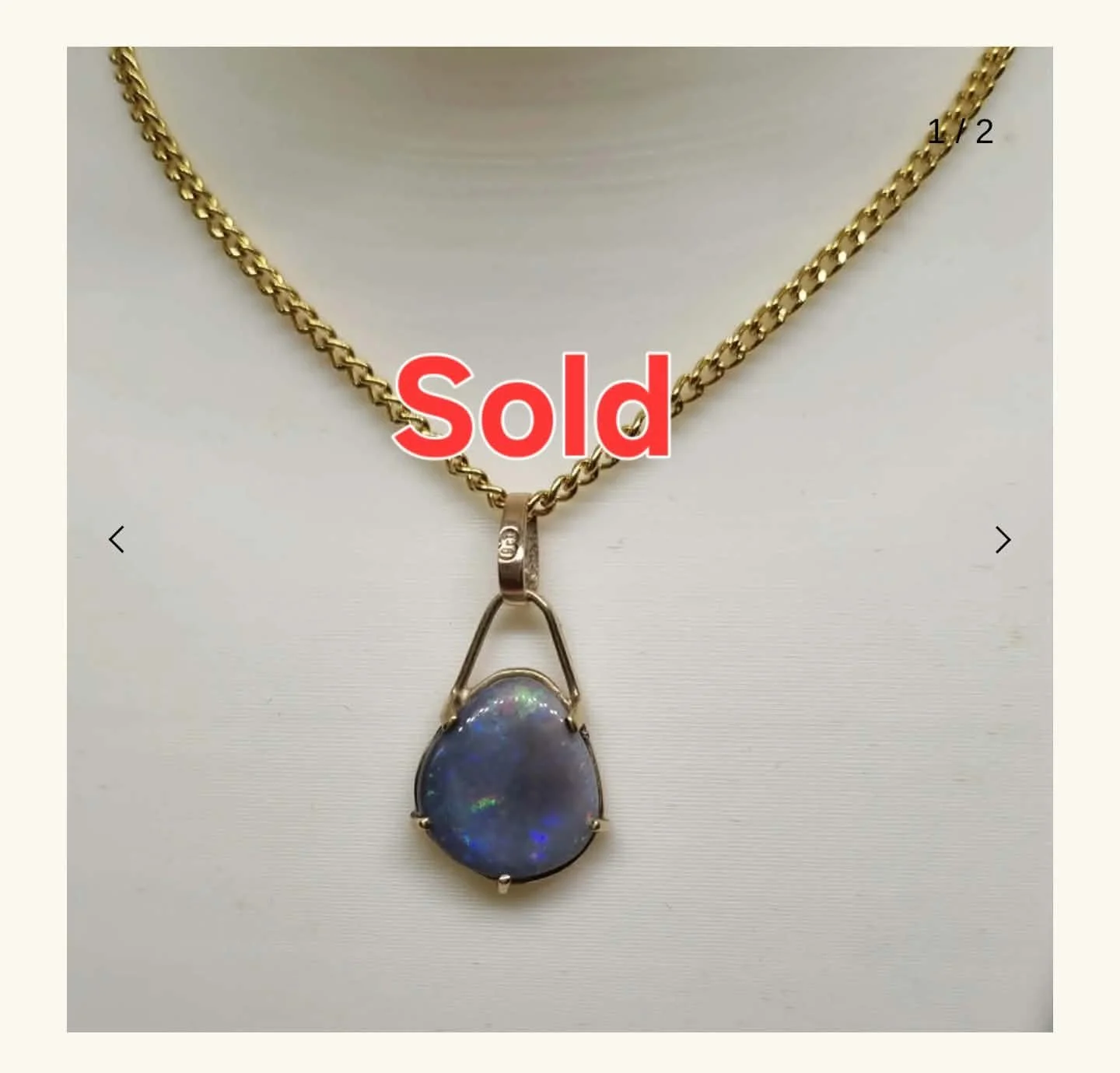 Pendant Australian Solid Black Opal  9 ct  Yellow Gold  (Opal Size: 12 mm x 10 mm,  1.2 cm x 1.0 cm) Total Weight: 1 gram
