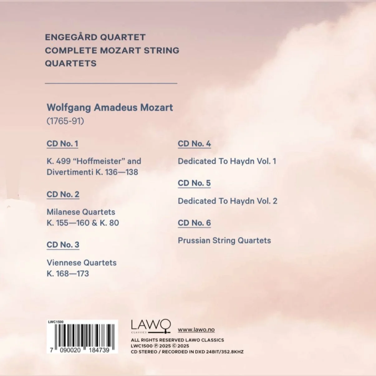 Mozart Complete String Quartets CD Album Engeg rd Quartet Mozart Complete String Quartets CD Album Engeg rd Quartet