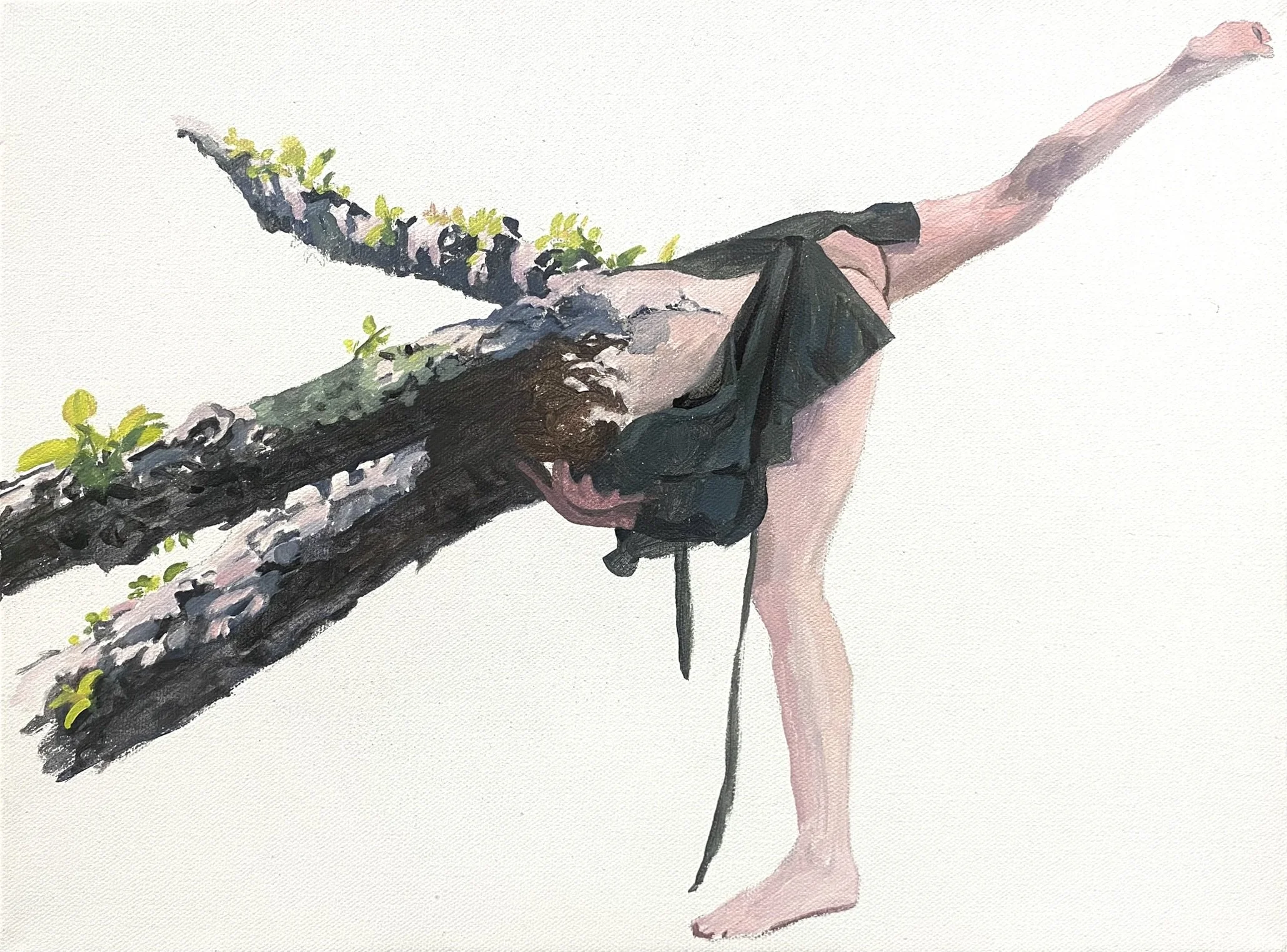 Daphne, Tilting, 2025. acrylic on canvas, 12 x 16 in.