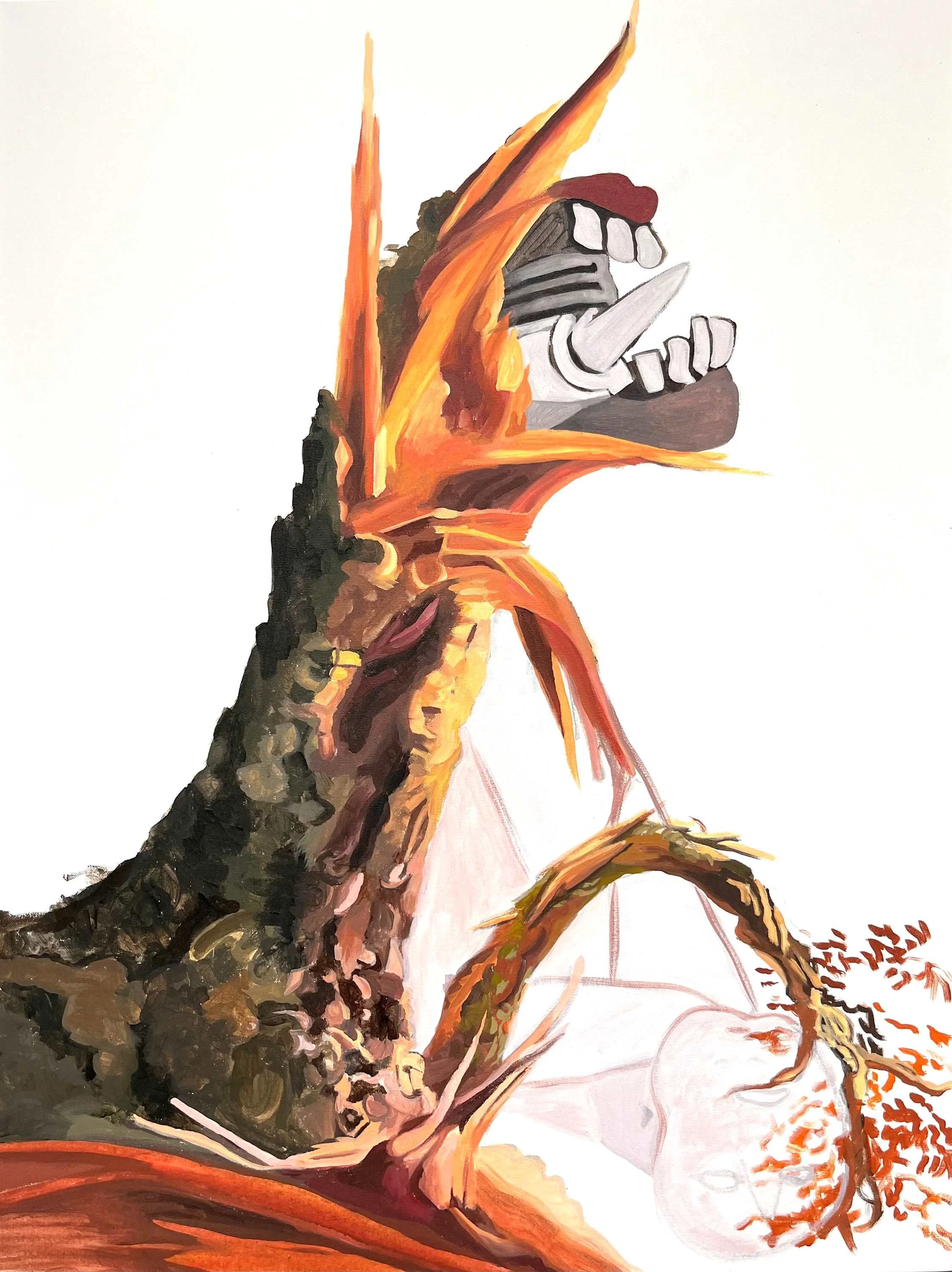 Screaming Stump, After Cole and Picasso, 2026. Acrylic on canvas, 40 x 30 in.