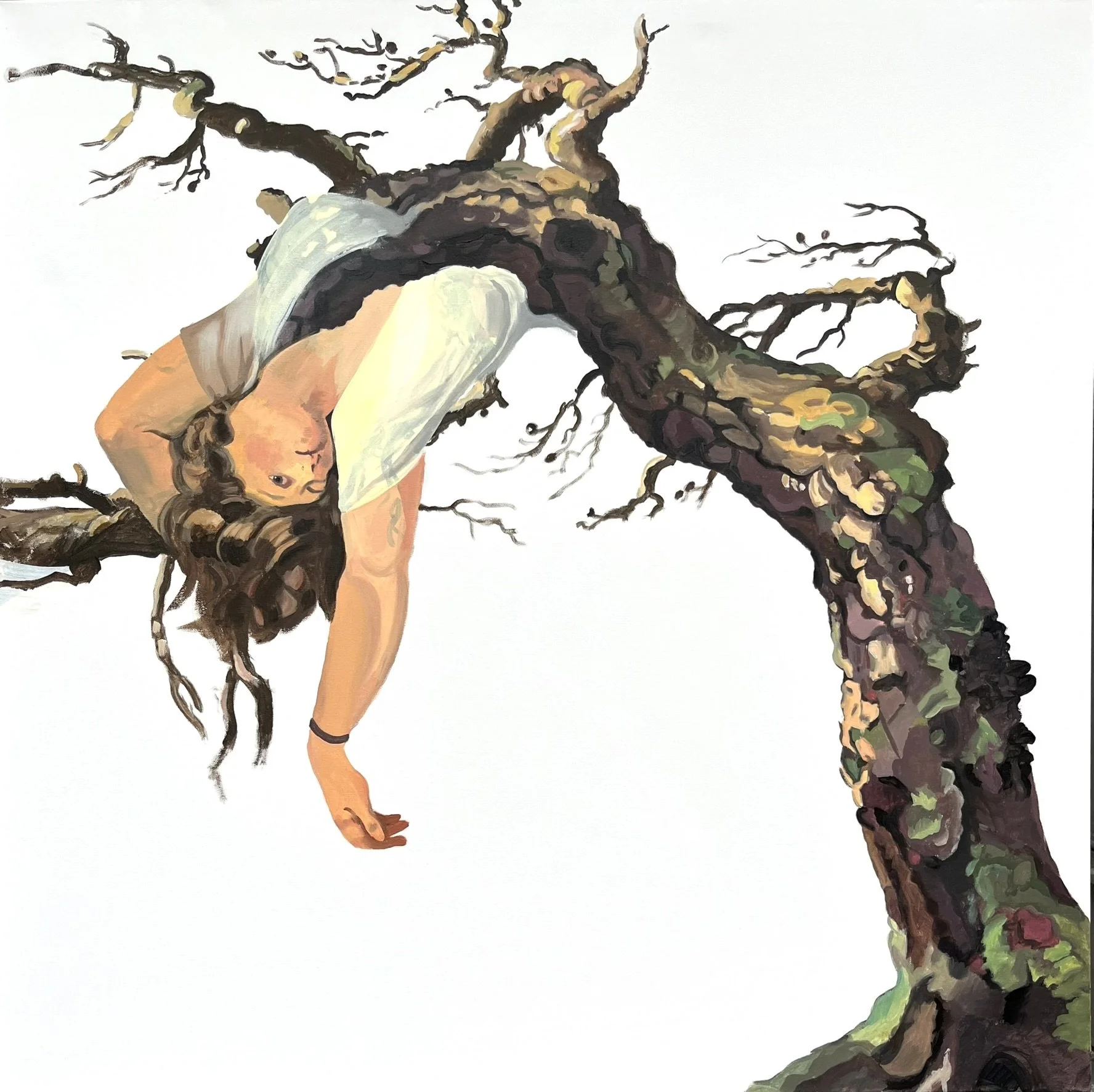 Collapsing Woman 1, After Cole and Fuseli, 2026. Acrylic on canvas, 48 x 48 in.