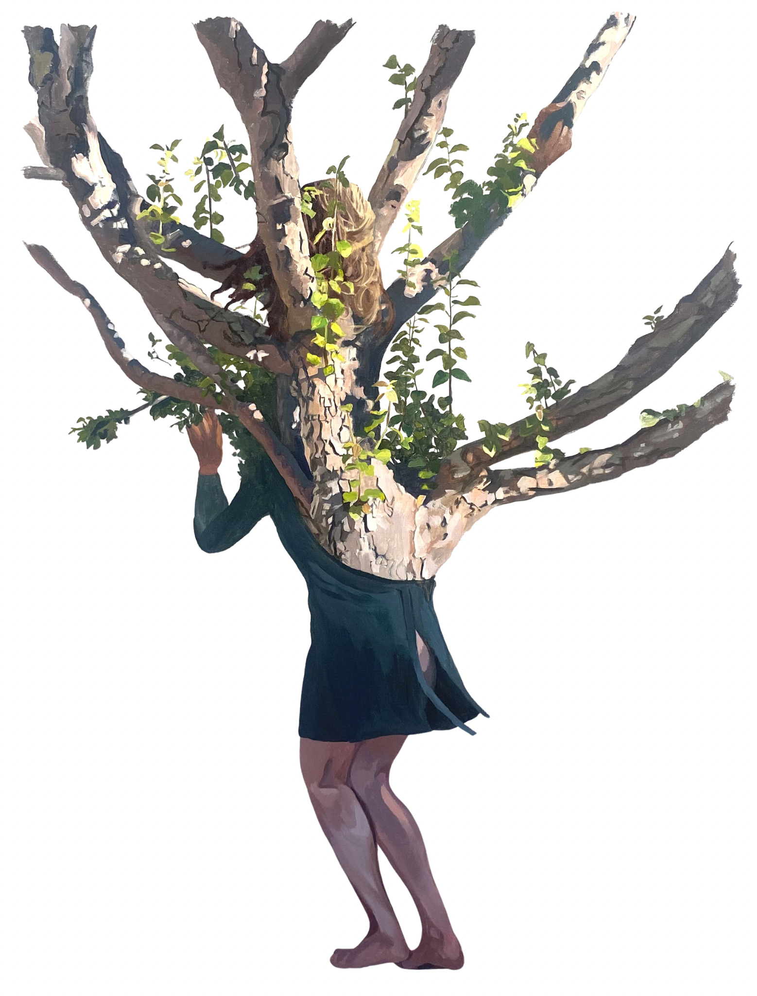 Apple Tree 23 (Daphne, Branching), 2026. oil and acrylic on canvas, 64 x 48 in.